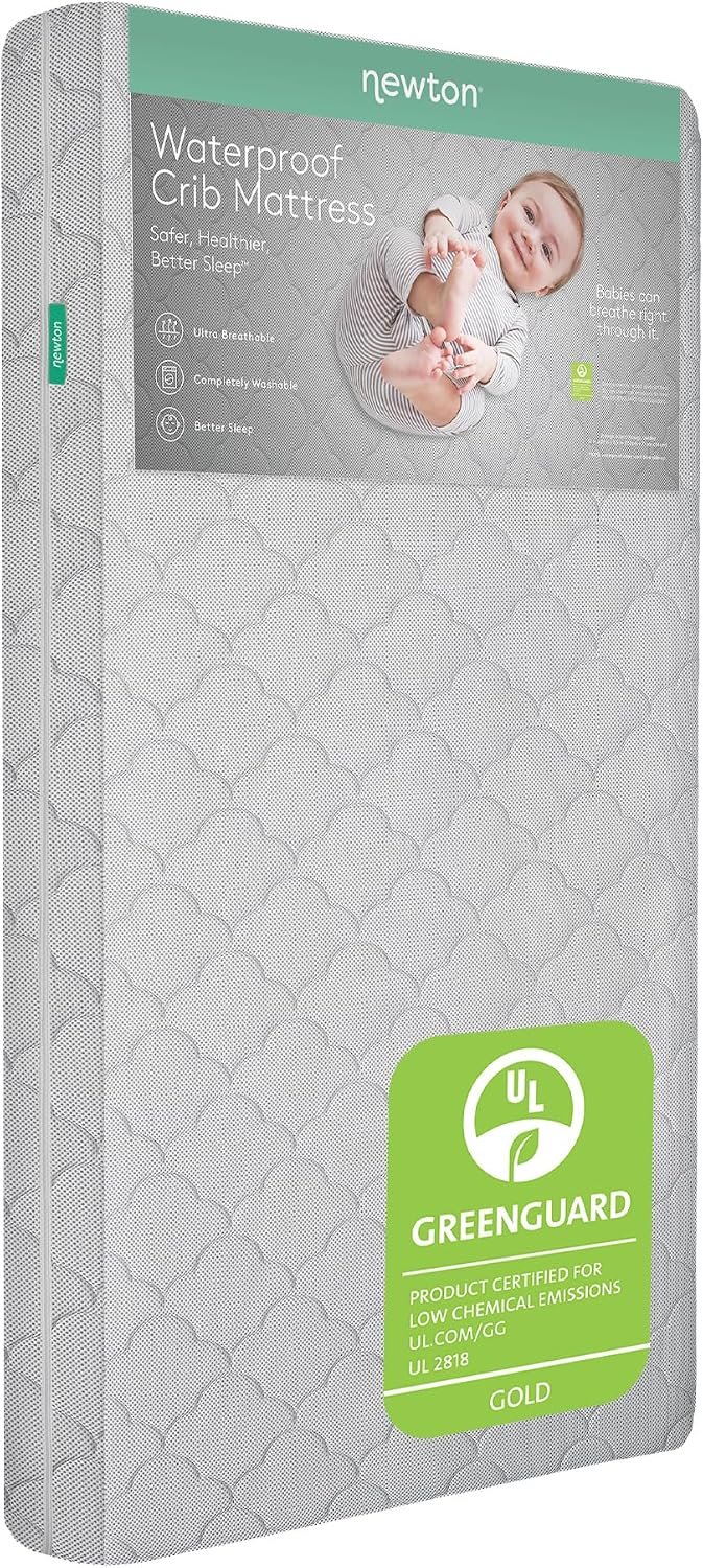 Newton Baby Waterproof Crib Mattress, Breathable & Washable – Grey