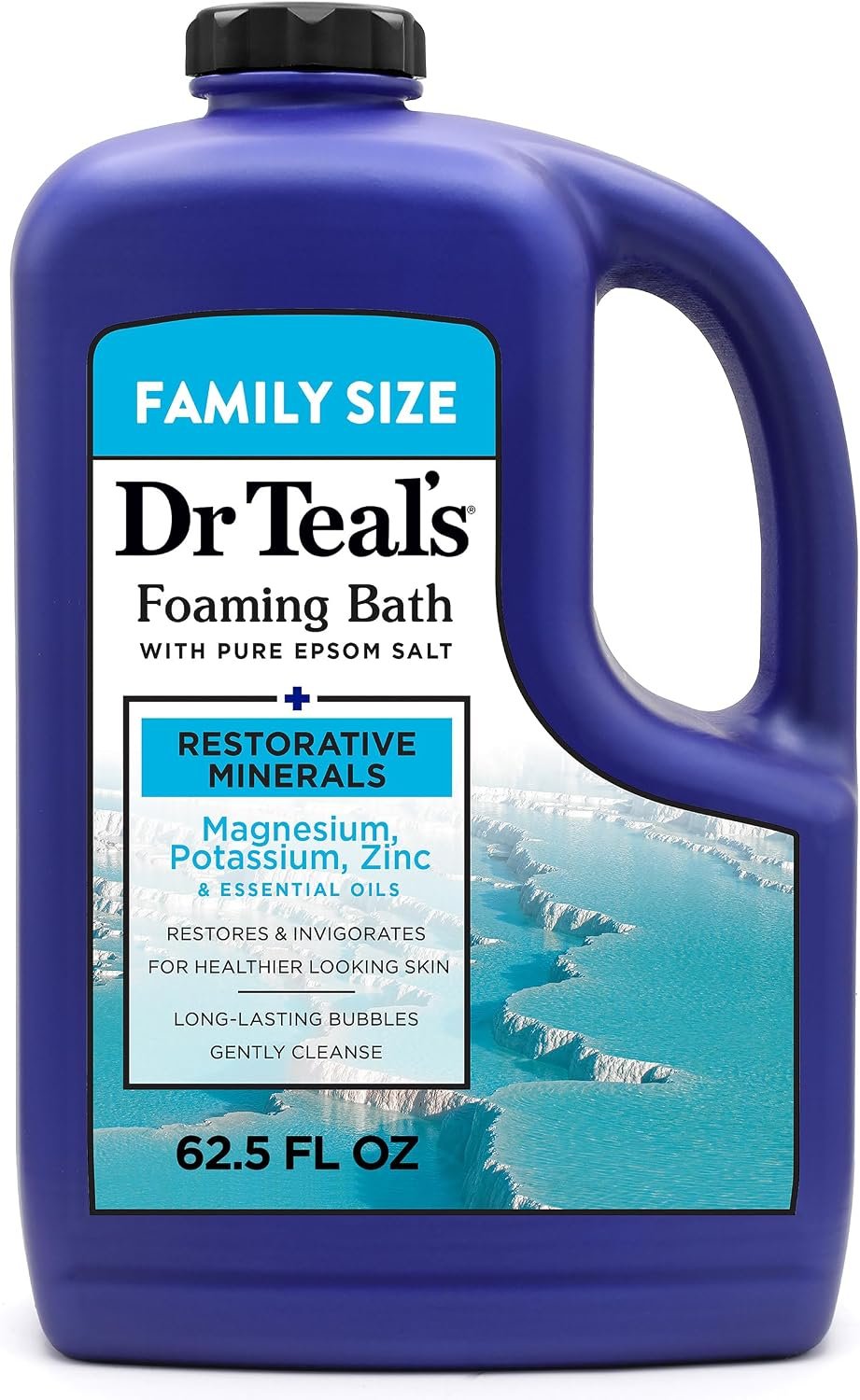 Dr Teal’s Foaming Bath with Pure Epsom Salt, Restorative Minerals with Magnesium, Potassium, Zinc & Essential Oils, 62.5 fl oz