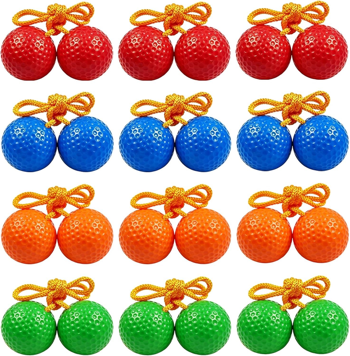 12 Pack Ladder Balls Ladder Toss Balls Ladder Ball Replacement Balls with Storage Bag for Toss Match (red Blue Orange Green)