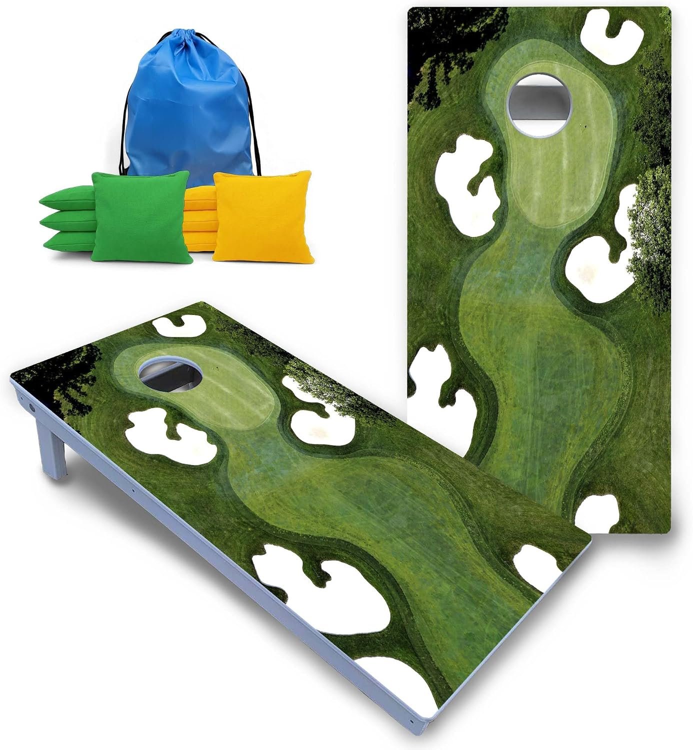 Cornhole Solutions All-Weather Cornhole Boards Set – Regulation 2×4 ft Boards with 8 Bags, UV Printed & UV Clear Coat, Reinforced Folding Legs, Premium Outdoor Game