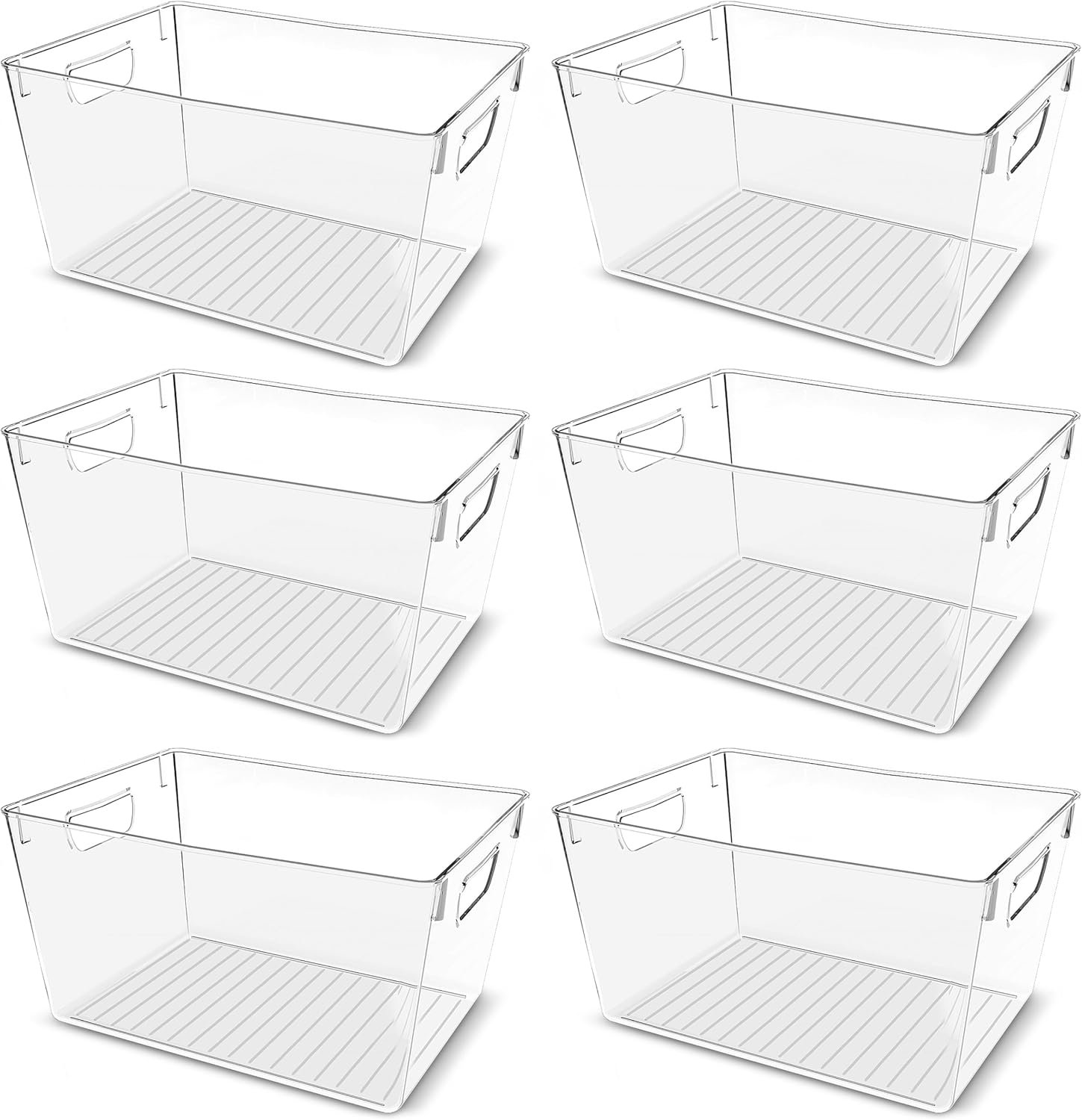 Utopia Kitchen Pantry Organizers and Storage Bins, 6 Pack, Large, Clear