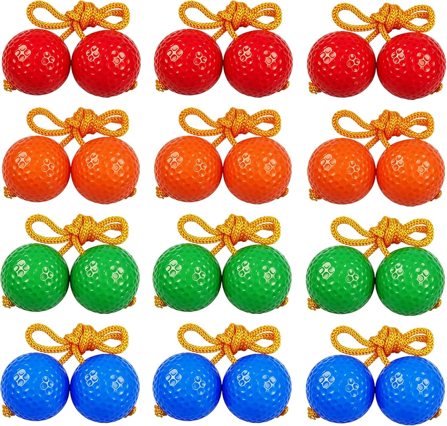 12 Pack Ladder Toss Balls Ladder Ball Replacement Balls with Storage Bag for Toss Match (Red Blue Orange Green)
