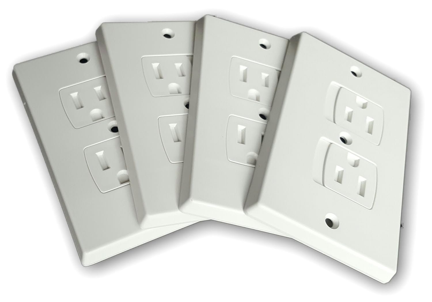 Self-Closing Electrical Wall Outlet Covers for Baby Proofing, Premium Plastic, Standard-Size Child Proof Outlet Cover, 4.6 x 3 Inches, Pack of 4, White – Wonderkid