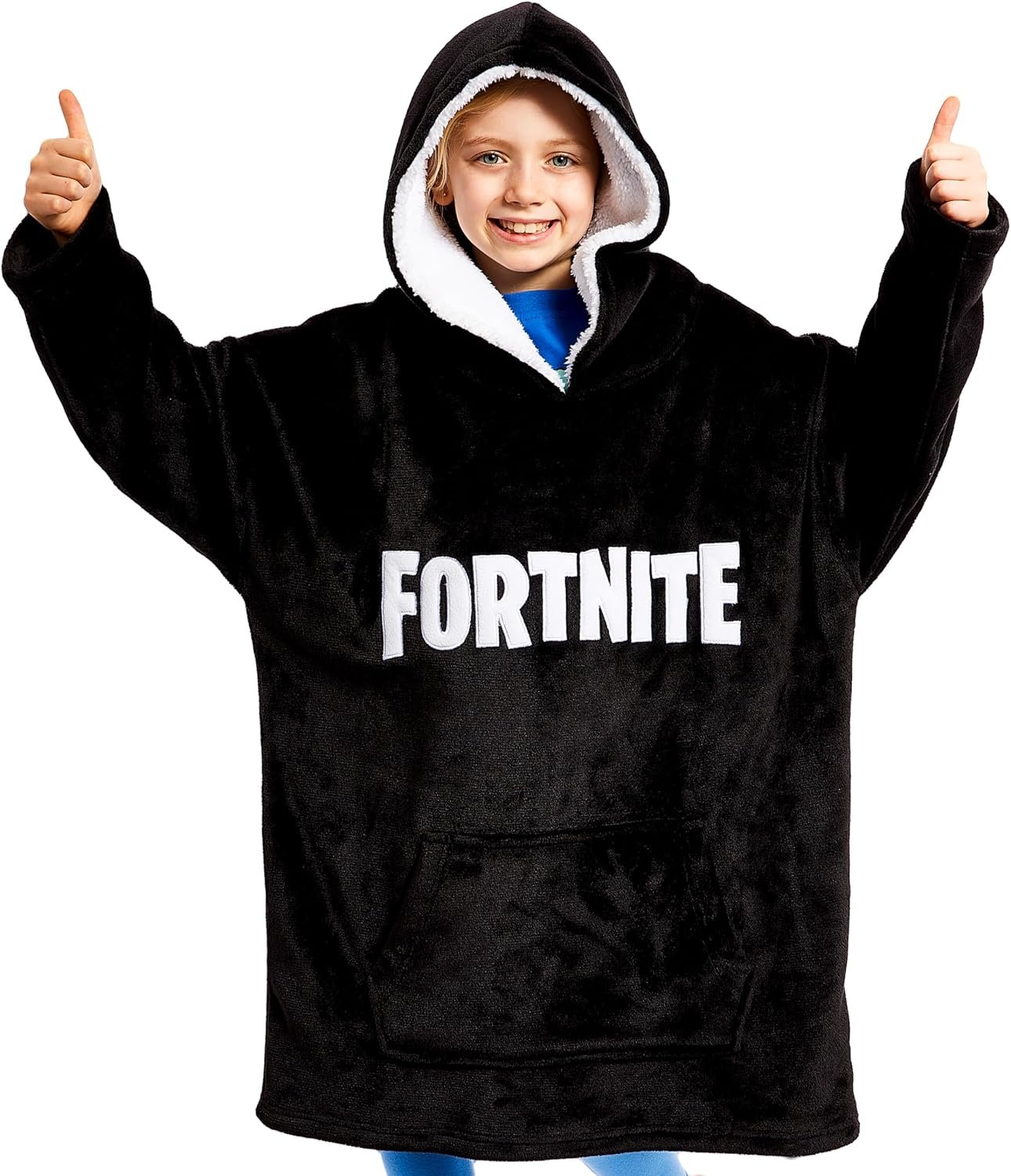 Fortnite Blanket Hoodie Gifts for Boys Teens, Oversized Fleece Pullover with Sherpa-Lined Hood, Wearable Blanket for Gamers