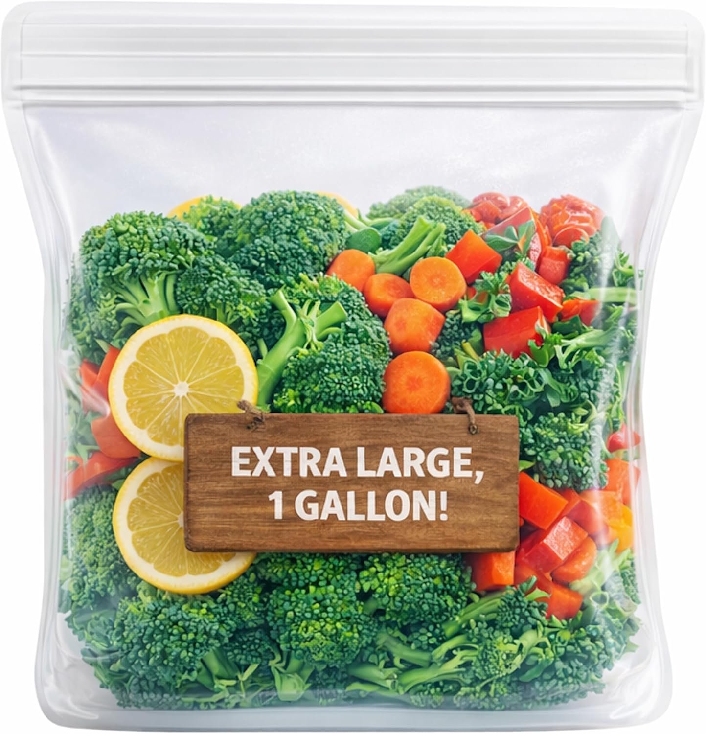 Albino Monkey Reusable 1 Gallon Silicone Freezer Bag, XXL 135 oz, Clear
