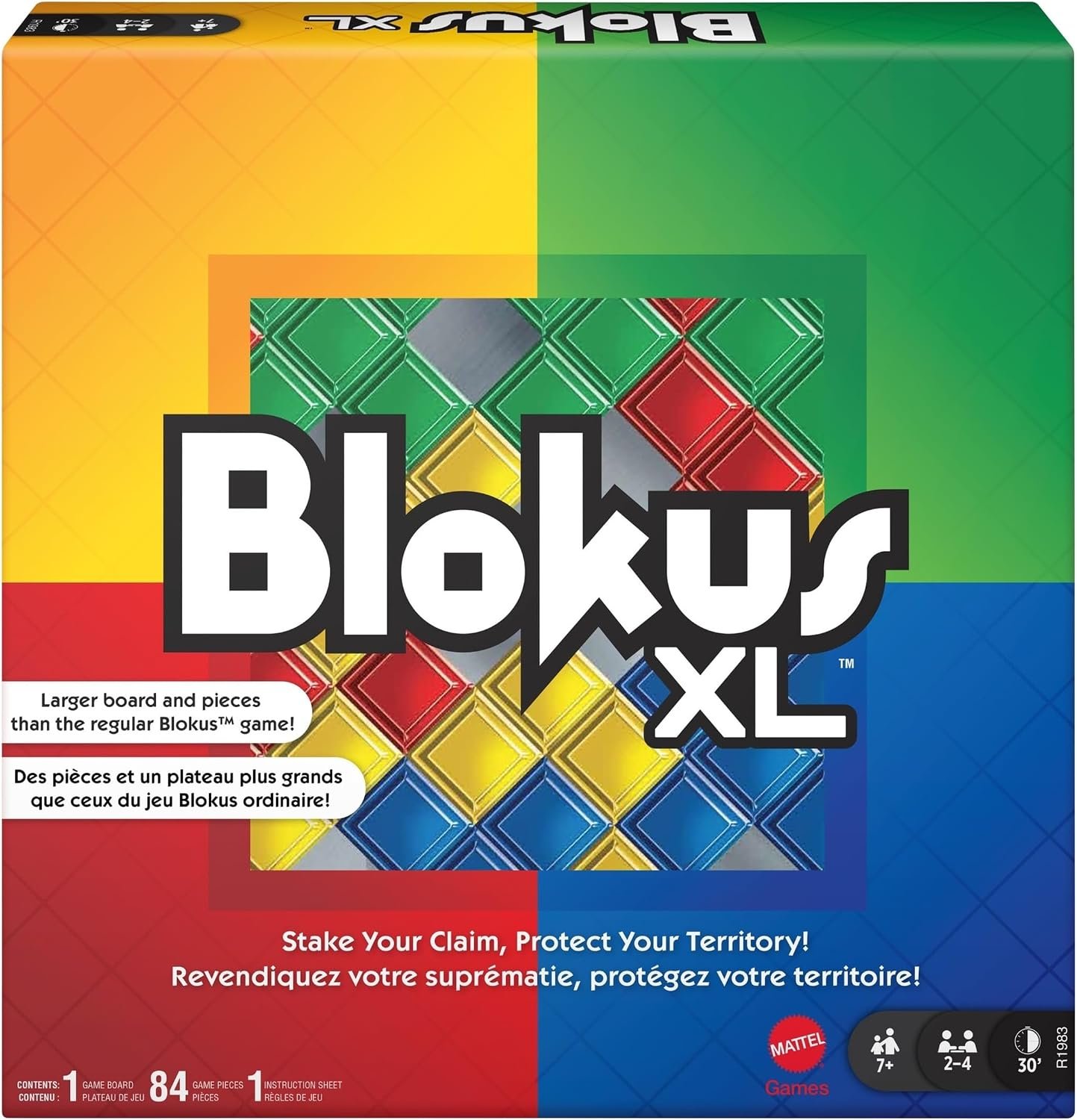 Mattel Games Blokus XL Board Games for Family Night, Brain Games for 2 to 4 Players, Oversized Board and Pieces (Amazon Exclusive)