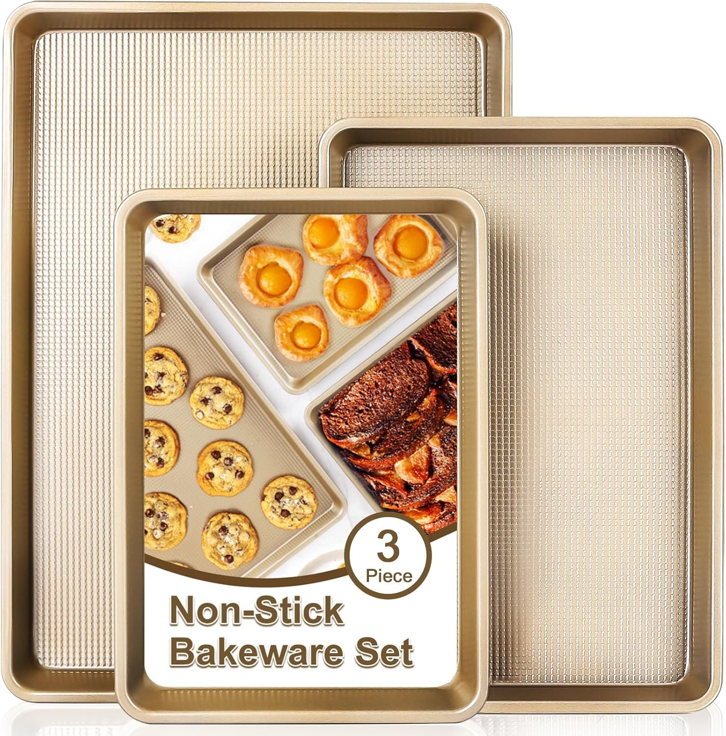 Baking Pan Set of 3 | 13/15/18″ Cookie Sheets for Baking Supplies