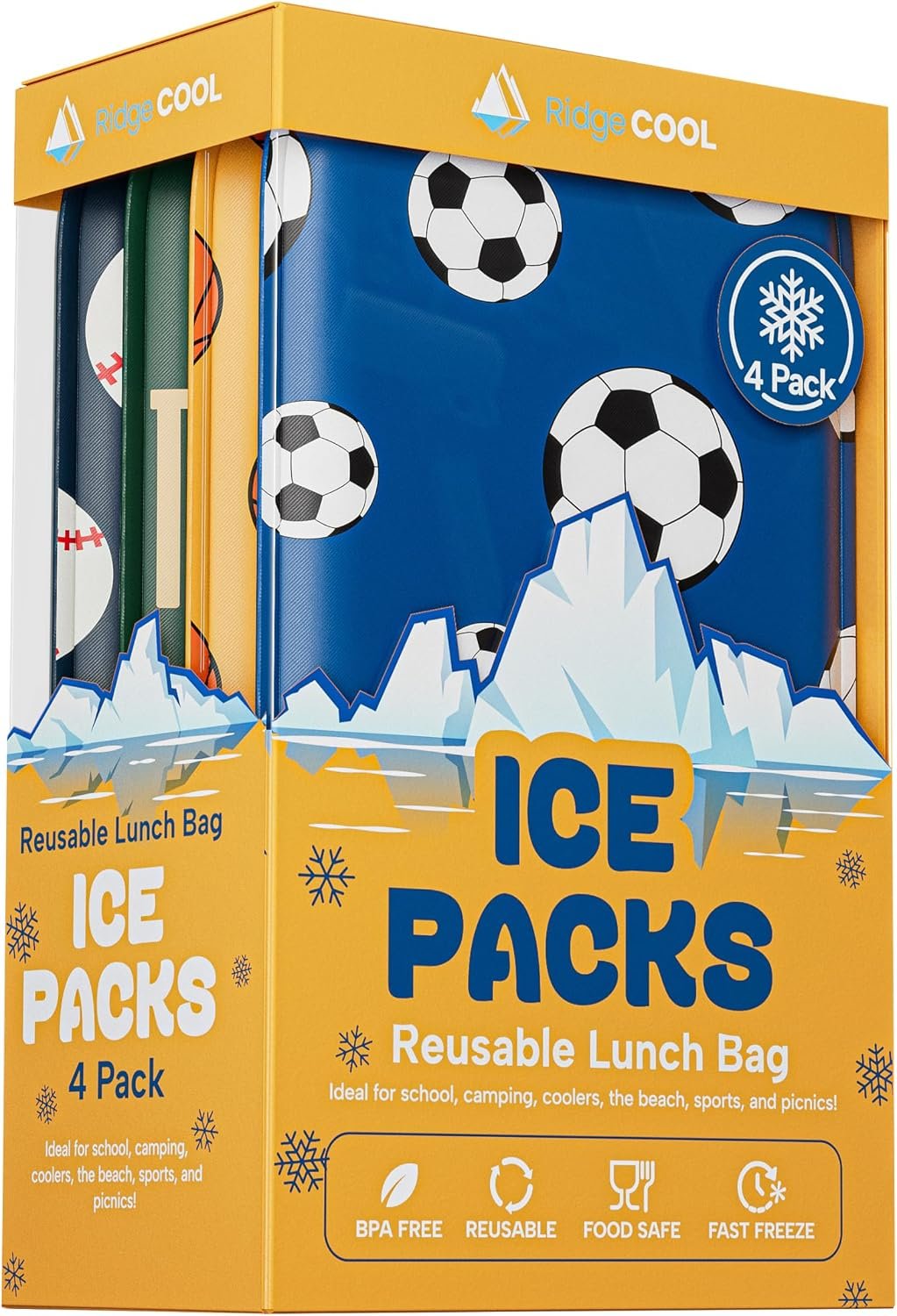 4 Pack Slim Ice Packs for Lunch Boxes, Reusable Kids Cold Packs for Coolers