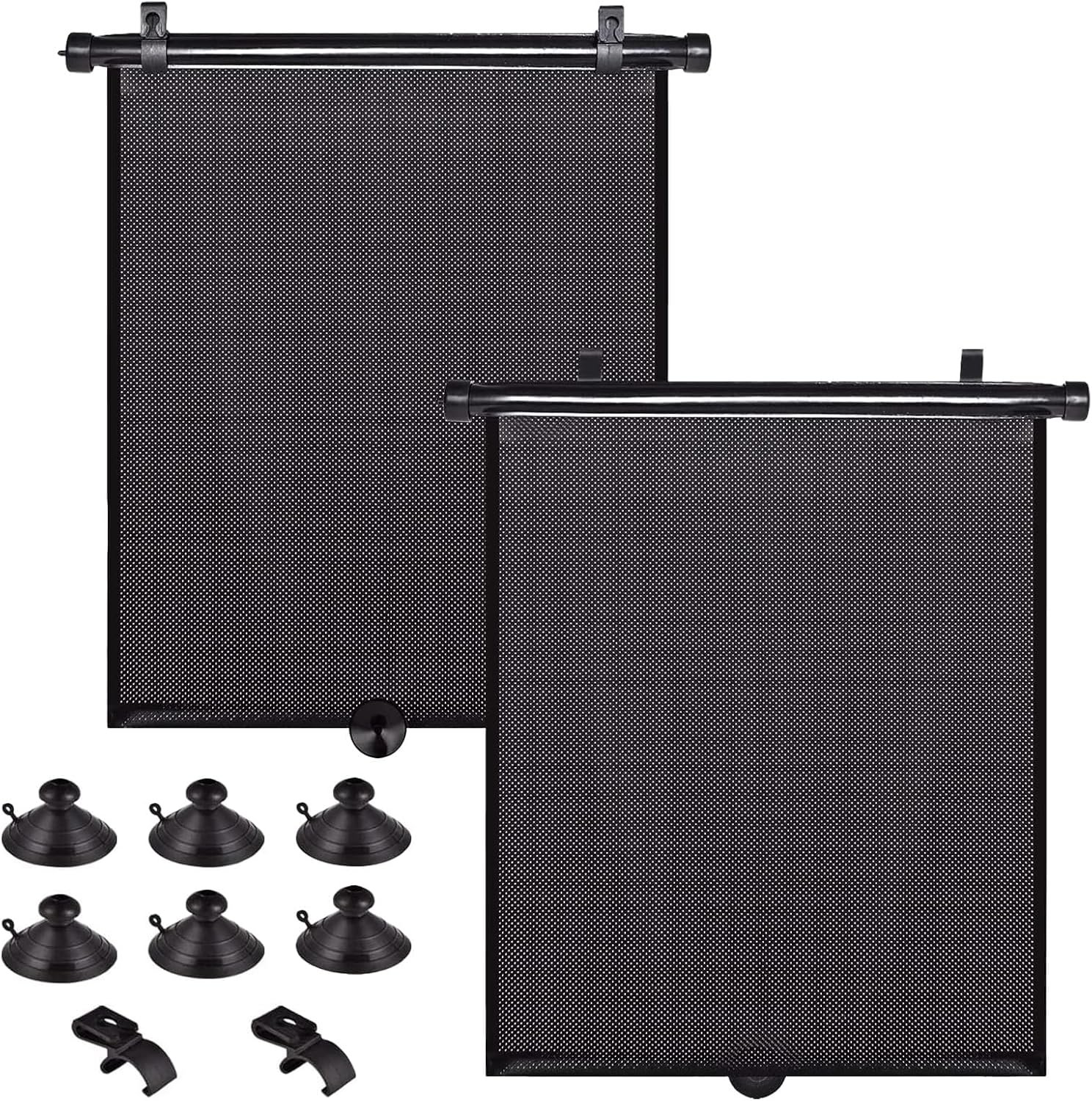 Car Side Window Shades, 2 Pack Retractable Roller Sun Shades, 18 x 20 in