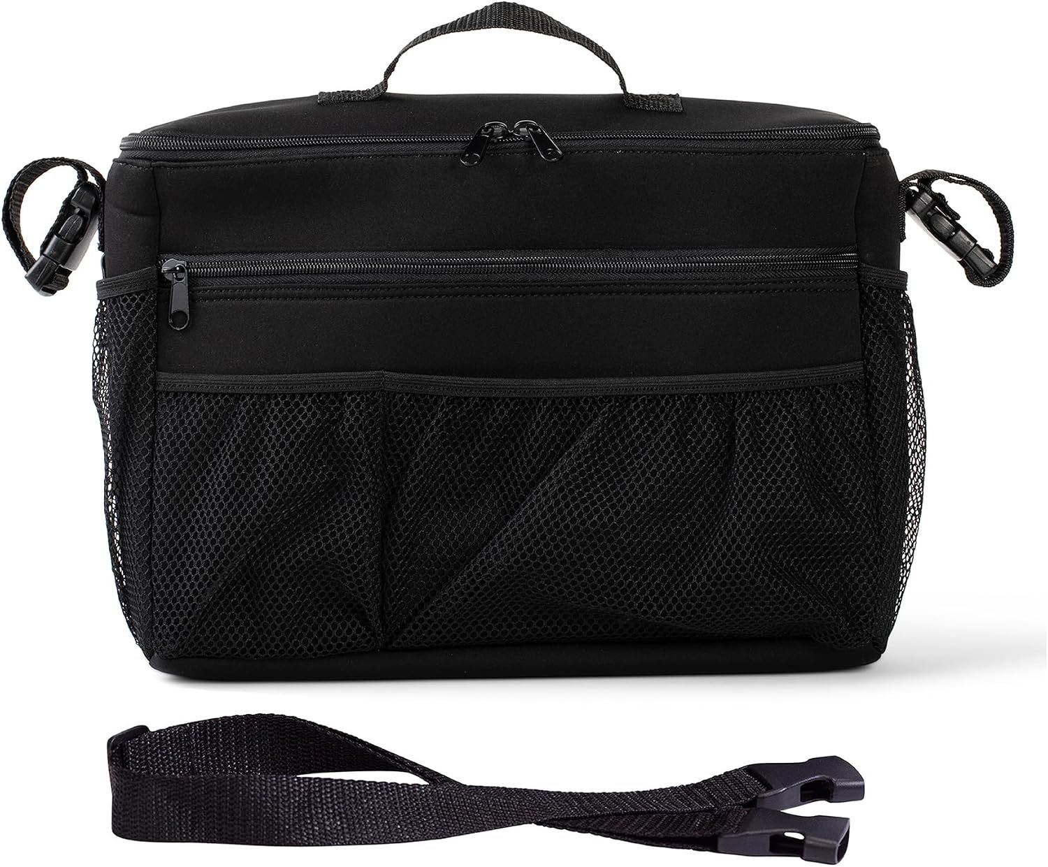 J.L. Childress Cool ‘N Cargo Stroller and Wagon Cooler and Organizer – Universal Fit – Insulated – Attaches to Strollers, Wagons, Walkers and Wheelchairs – Large Capacity – Black