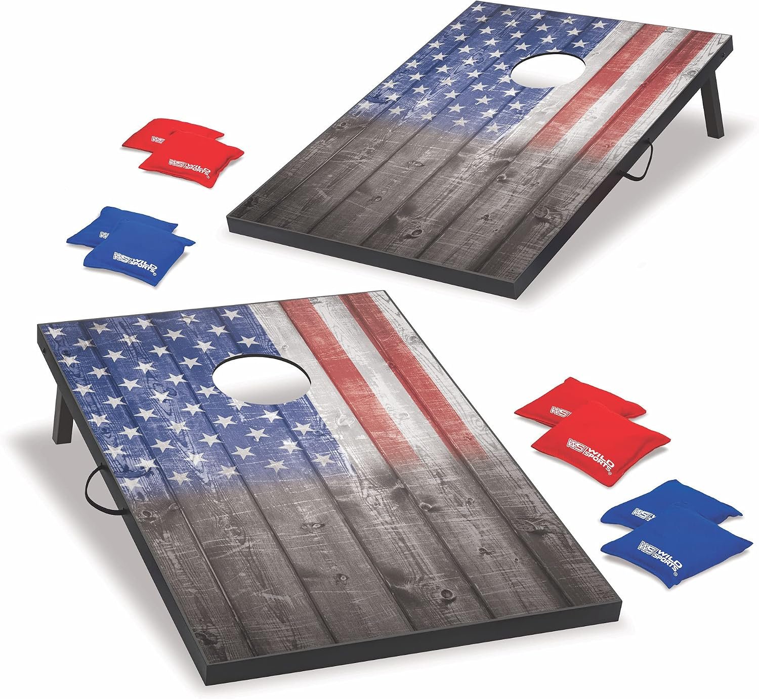 Wild Sports Stars & Stripes Cornhole Board Set, 2 Boards & 8 Bean Bags