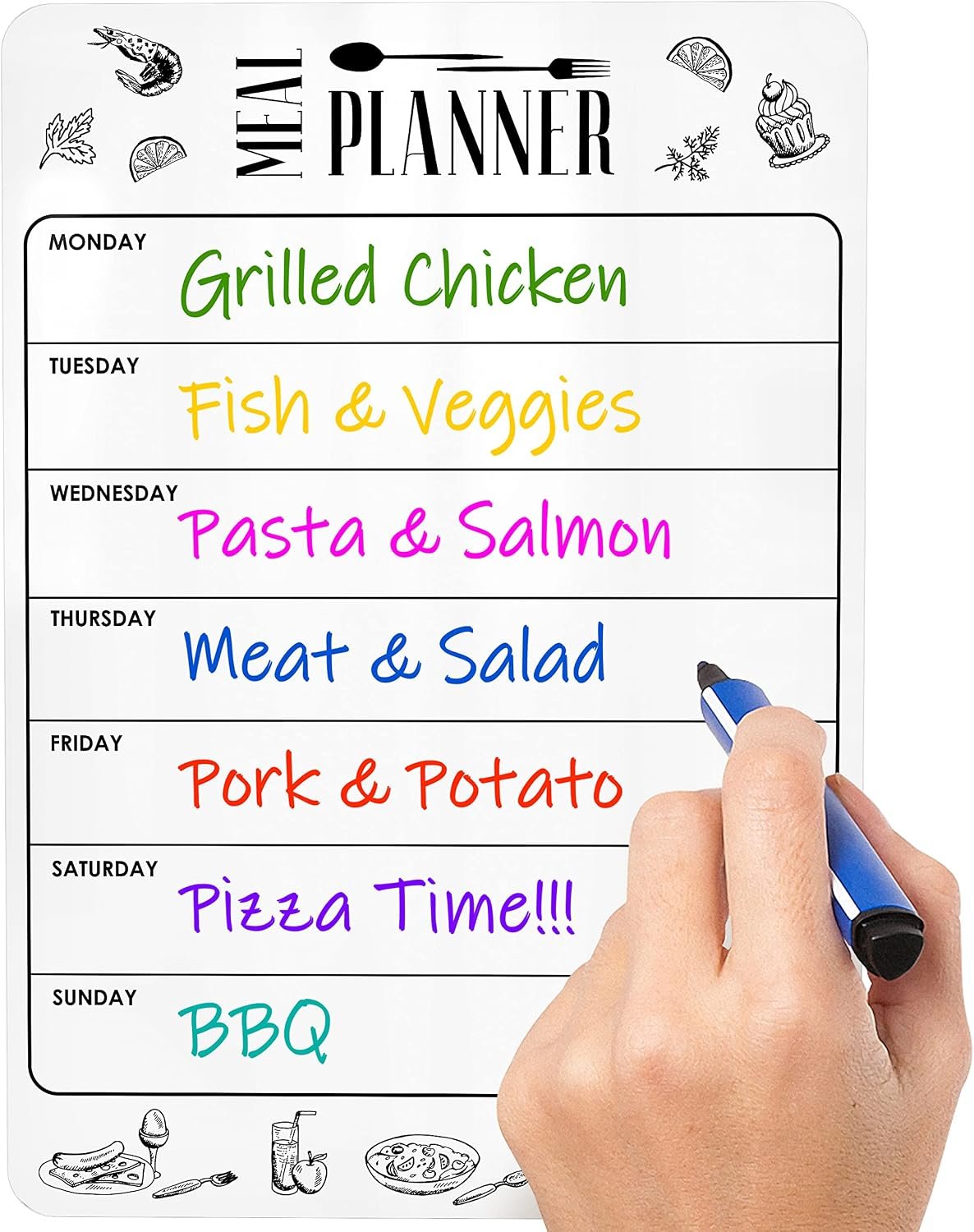 Dry Erase Magnetic Meal Planner for Refrigerator A4 (8.5×12 inch) – Magnet Weekly Menu Board for Fridge – Magnetic Menu White Board – Fridge Meal Planner Magnet – Dinner Meal Planner Dry Erase Board