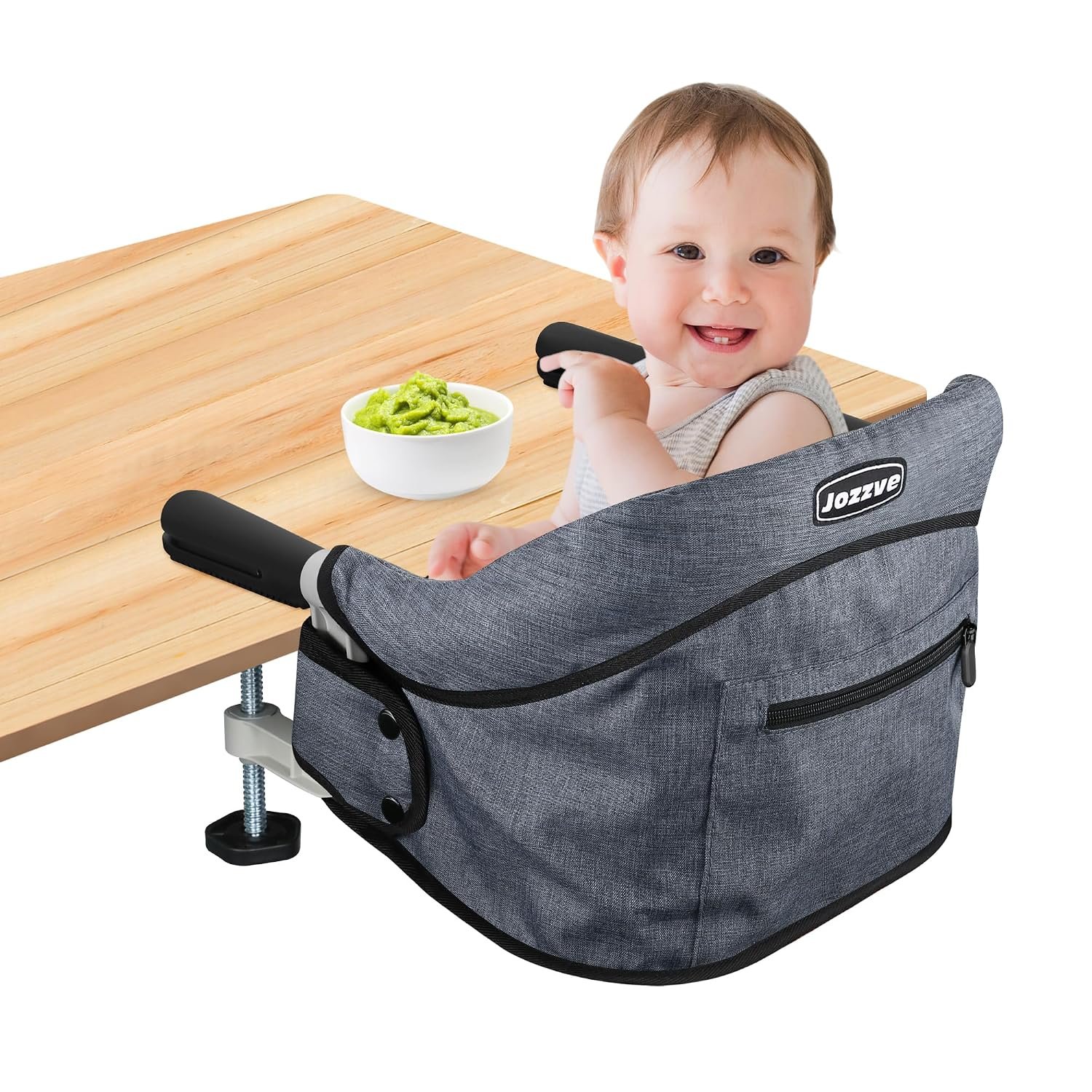 Hook On High Chair, Portable Clip On Baby Feeding Seat, Grey