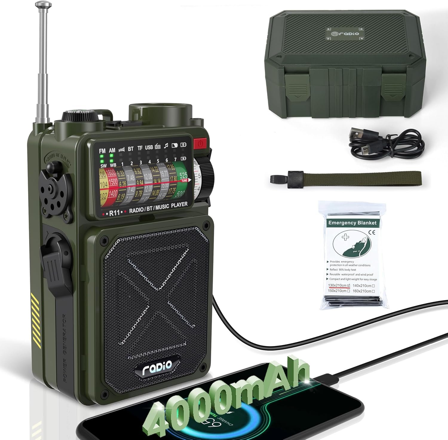 Emergency Radio Hand Crank Solar – NOAA/AM/FM Shortwave Radio for Camping