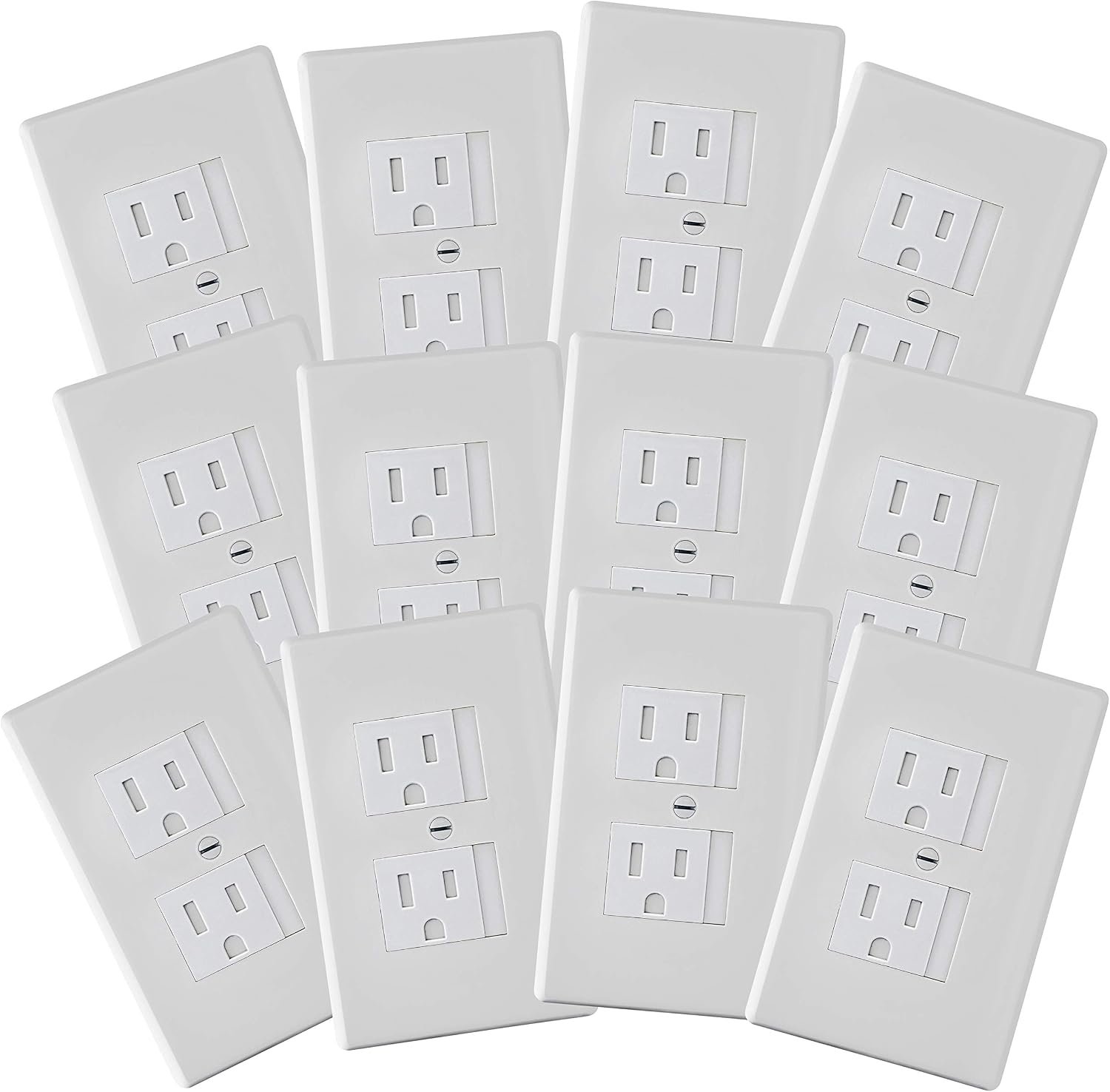Safety Innovations Self-Closing Babyproof Outlet Covers – (For Center Screw Outlets Only) An Alternative To Wall Socket Plugs for Child Proofing, (12-Pack), (1-Screw), (White) White)