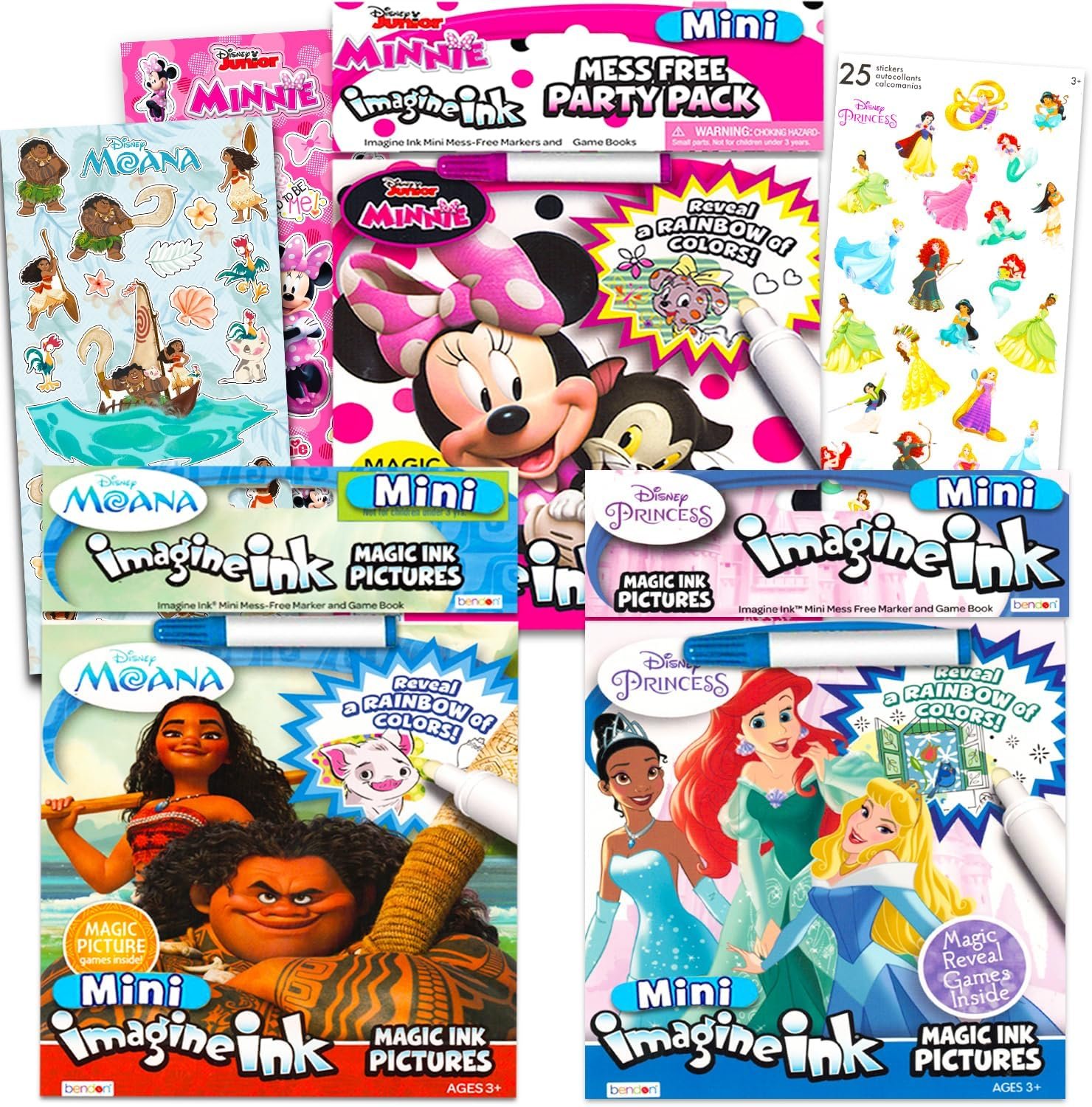 Disney Mini Imagine Ink Girls Magic Coloring Bundle – Moana Princess Minnie