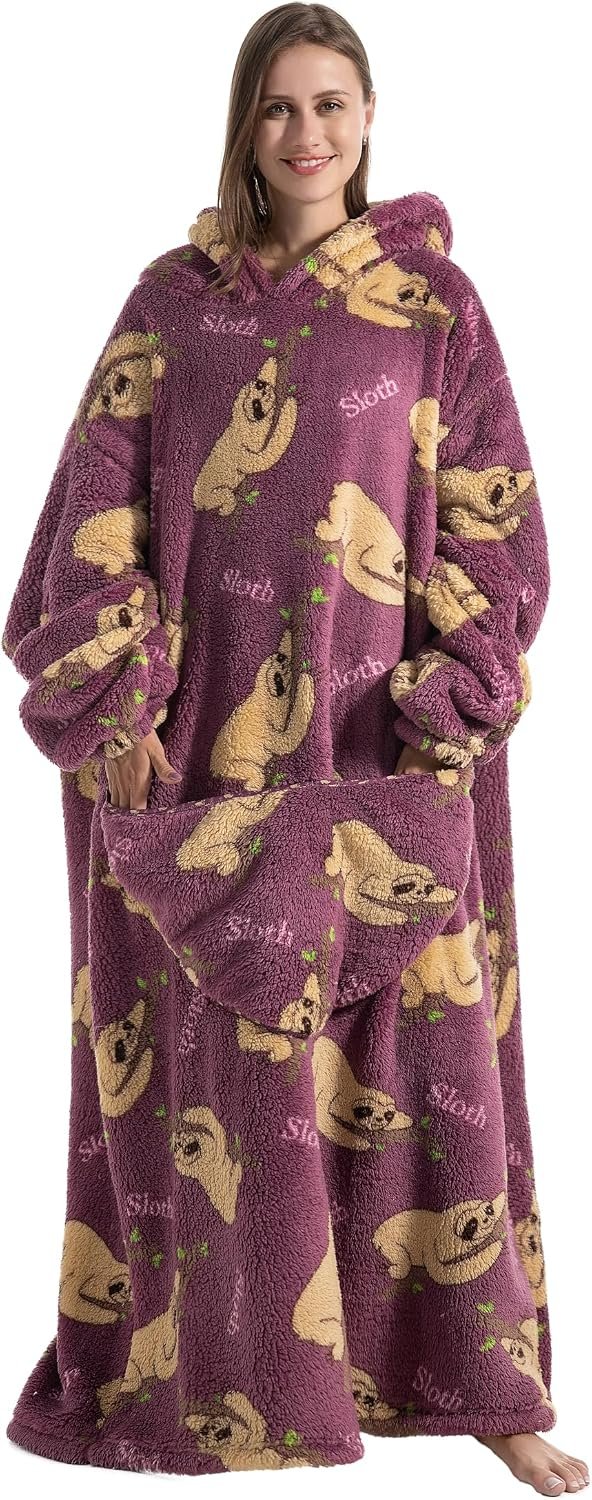 Capecage Long Wearable Blanket Hoodie with Big Pocket,Gift for Women or Men