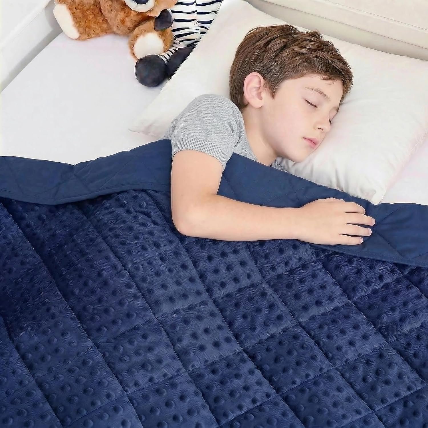 yescool Small Weighted Blanket 3 lb Blue Weighted Lap Blanket, Minky Weighted Throw Blankets Cooling Heavy Blankets, Birthday Gifts for 20-45lbs, 36 * 48in