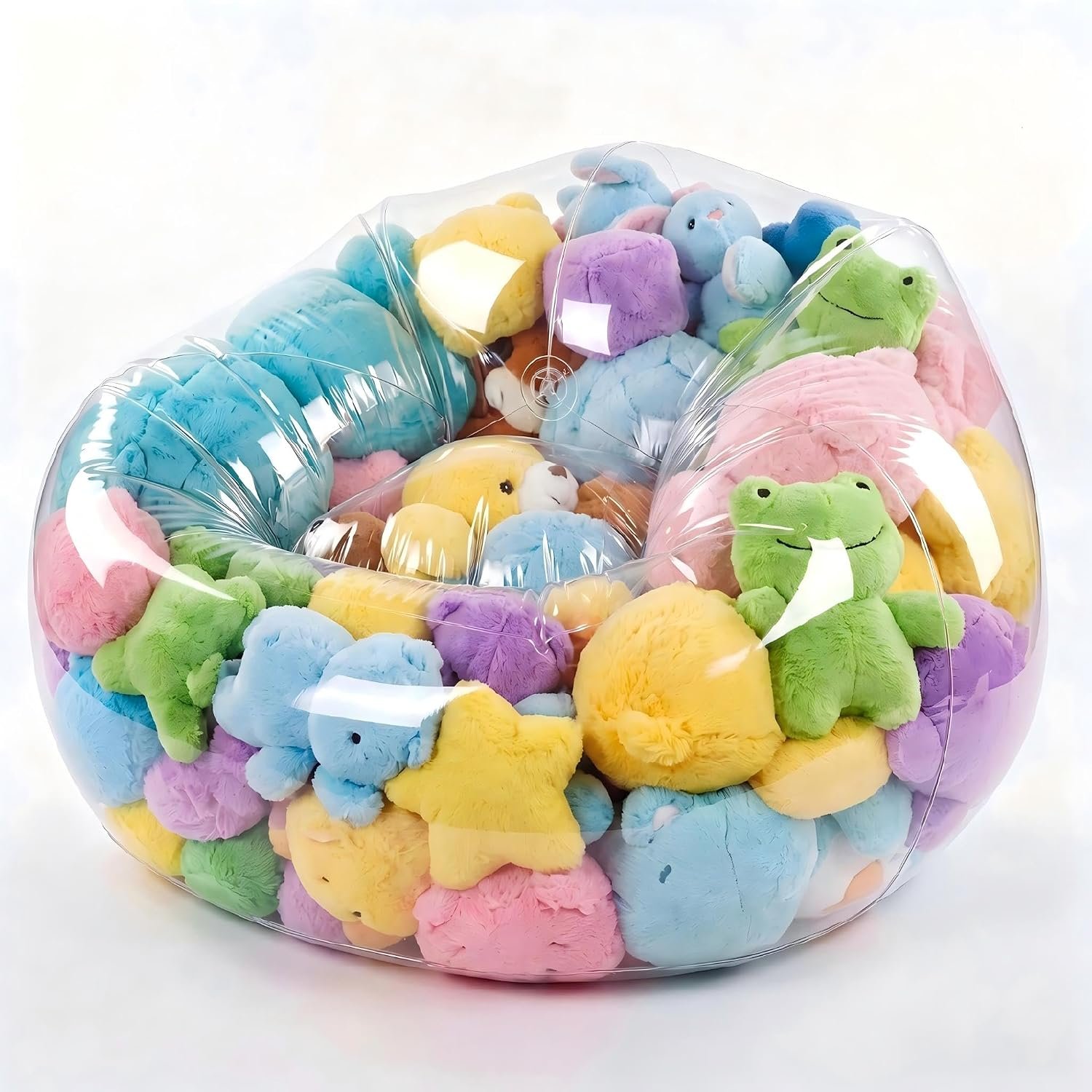 Clear Stuffed Animal Bean Bag Storage Chair, 330LBS Thick Waterproof PVC Large Plushies Storage Organizer for Kids & Adults