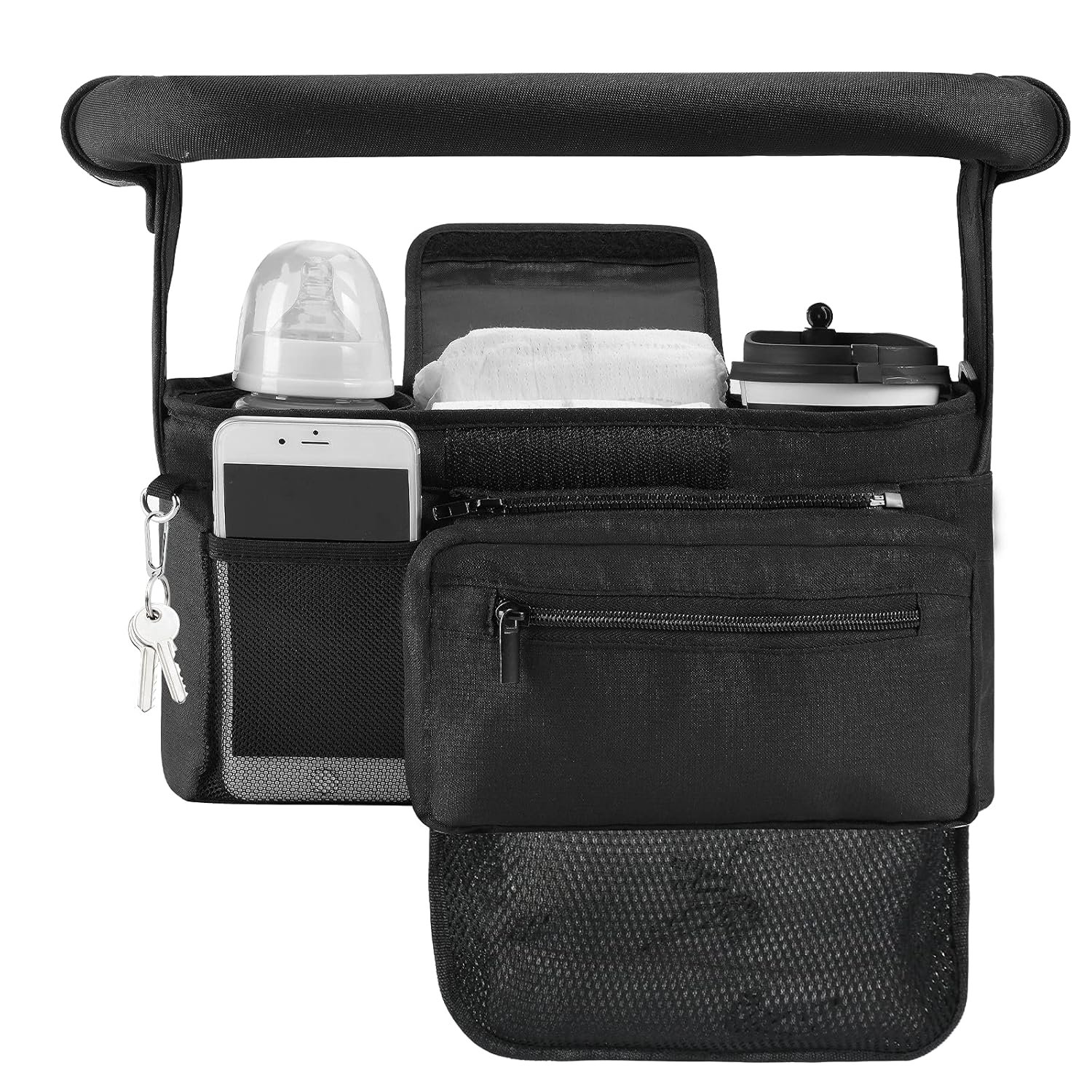 Momcozy Non-Slip Universal Stroller Organizer with Insulated Cup Holder