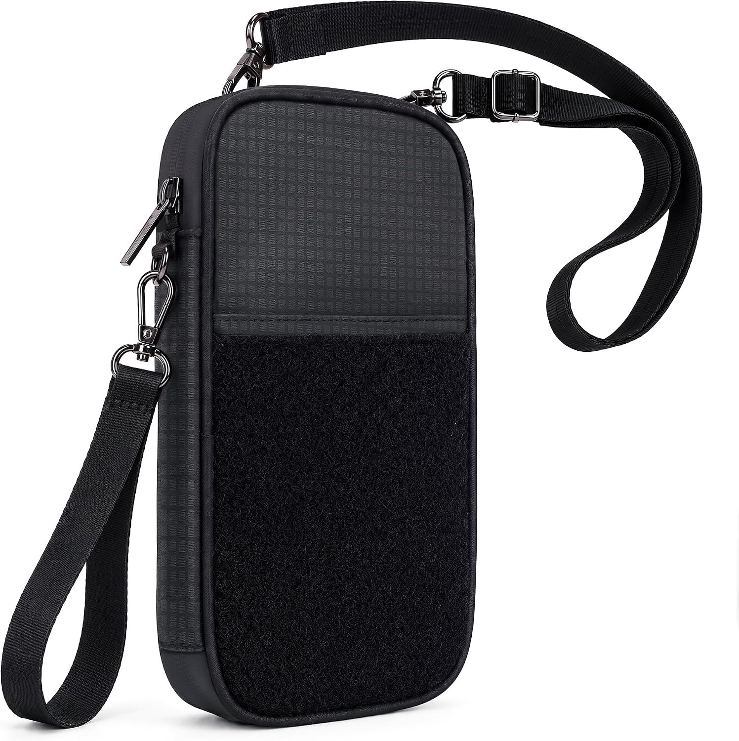 Large Family Passport Holder with Tracker Slot, RFID Blocking Travel Wallet for 4 Passports & 8 Cards, Crossbody Passport Organizer Women Men, Water-Resistant 210D Nylon, Customizable Patch Panel