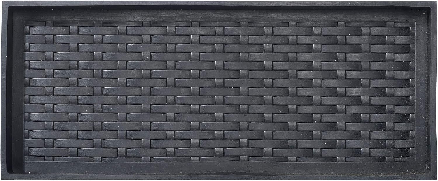 HF by LT Jumbo Basketweave Deluxe Rubber Boot Tray, 34 x 14 inches, Heavy Duty Vulcanized Rubber Design, One-Piece Seamless Construction, Year Round Use Indoors or Outdoors, Black