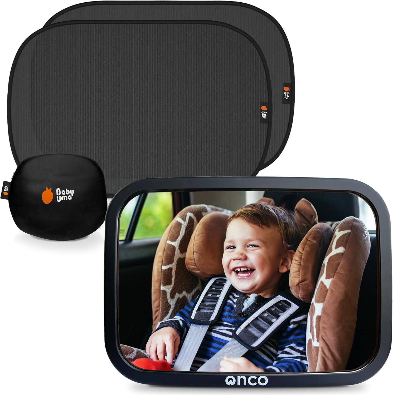 Onco Baby Car Mirror & Window Shade Bundle – UPF 50+ Sun Protection