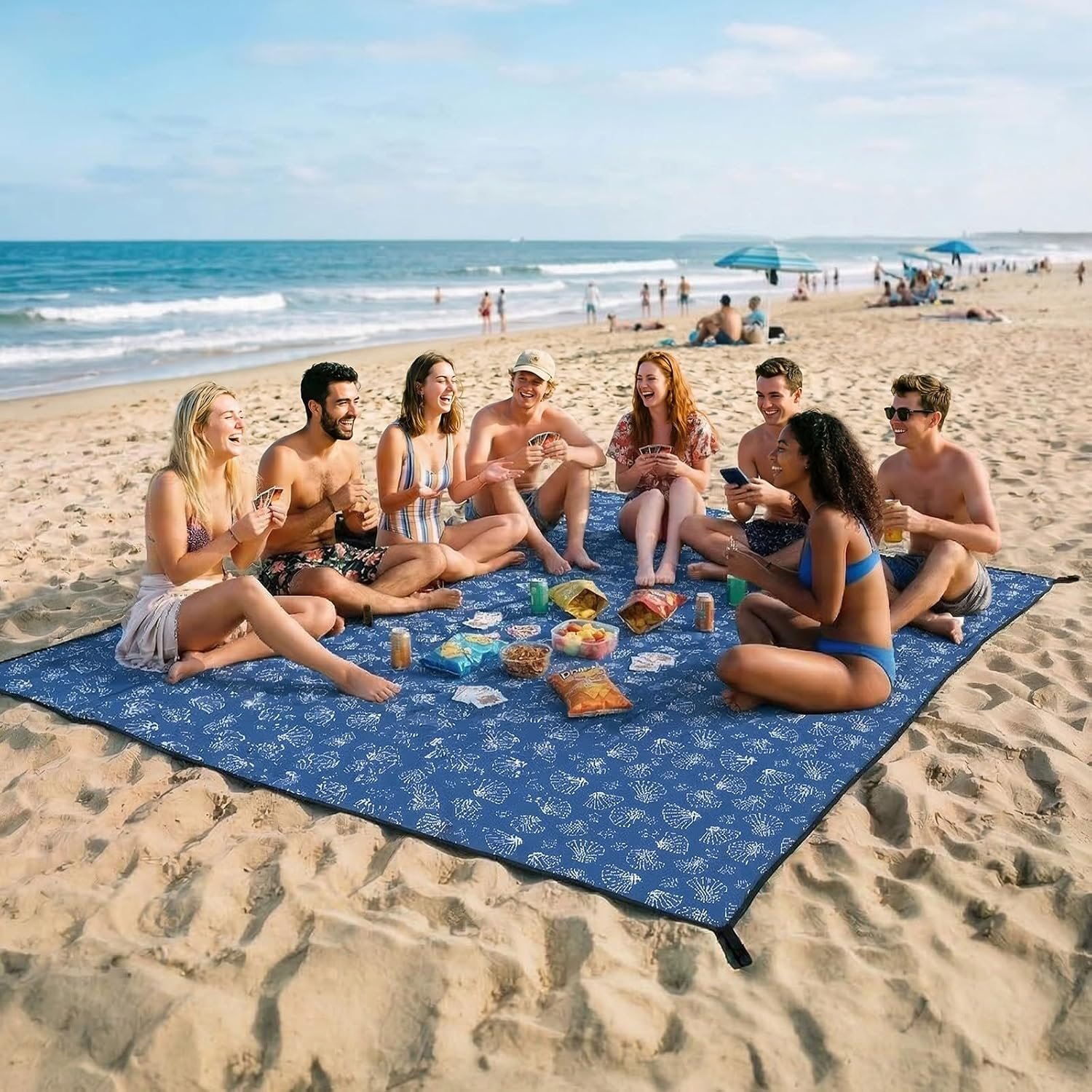 OIGAE Beach Blanket Waterproof Sandproof Oversized Beach Mat