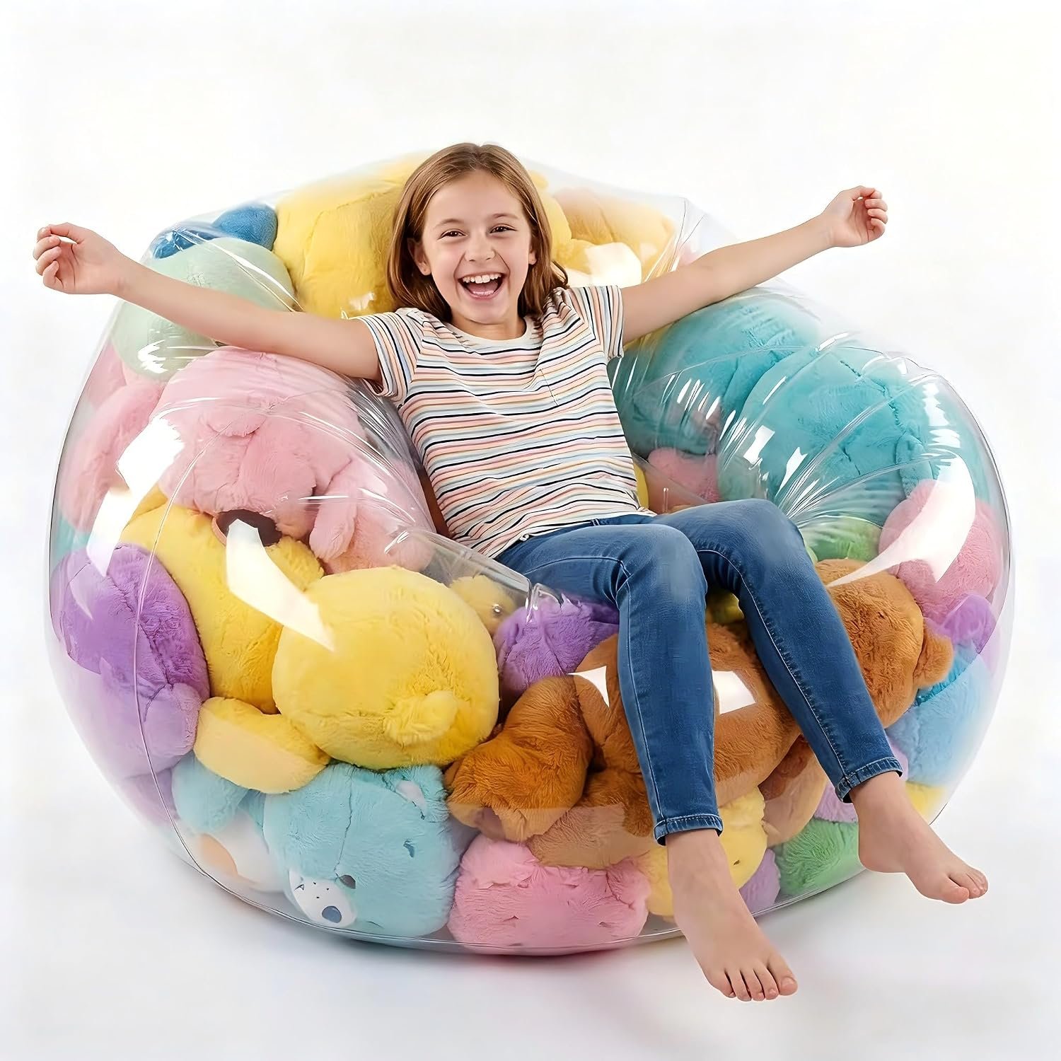 NTYNTY Clear Stuffed Animal Storage Bean Bag Chair for Adults & Kids