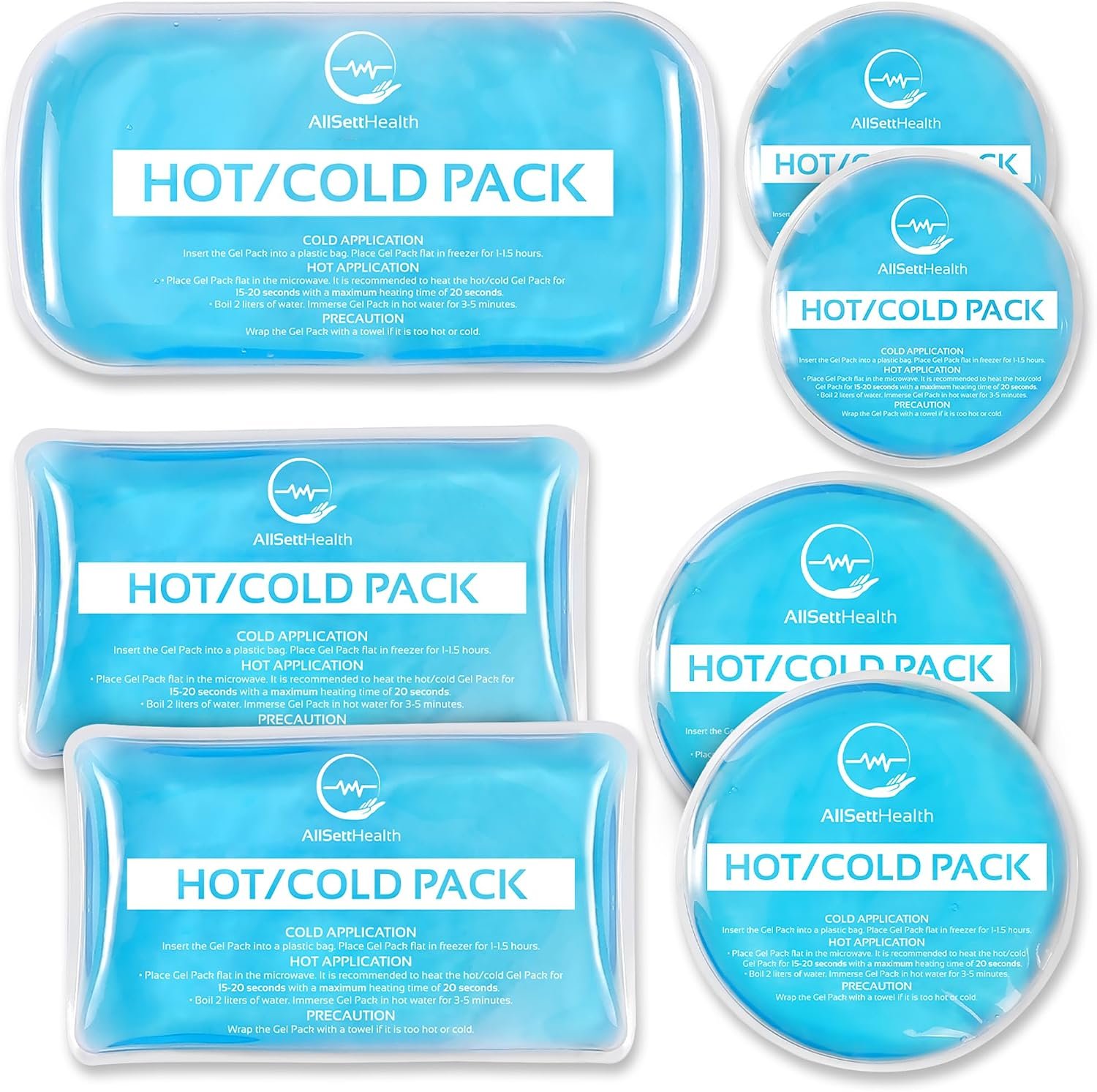 7 Piece Reusable Ice Packs for Injuries, Gel Ice Packs for Cold Therapy