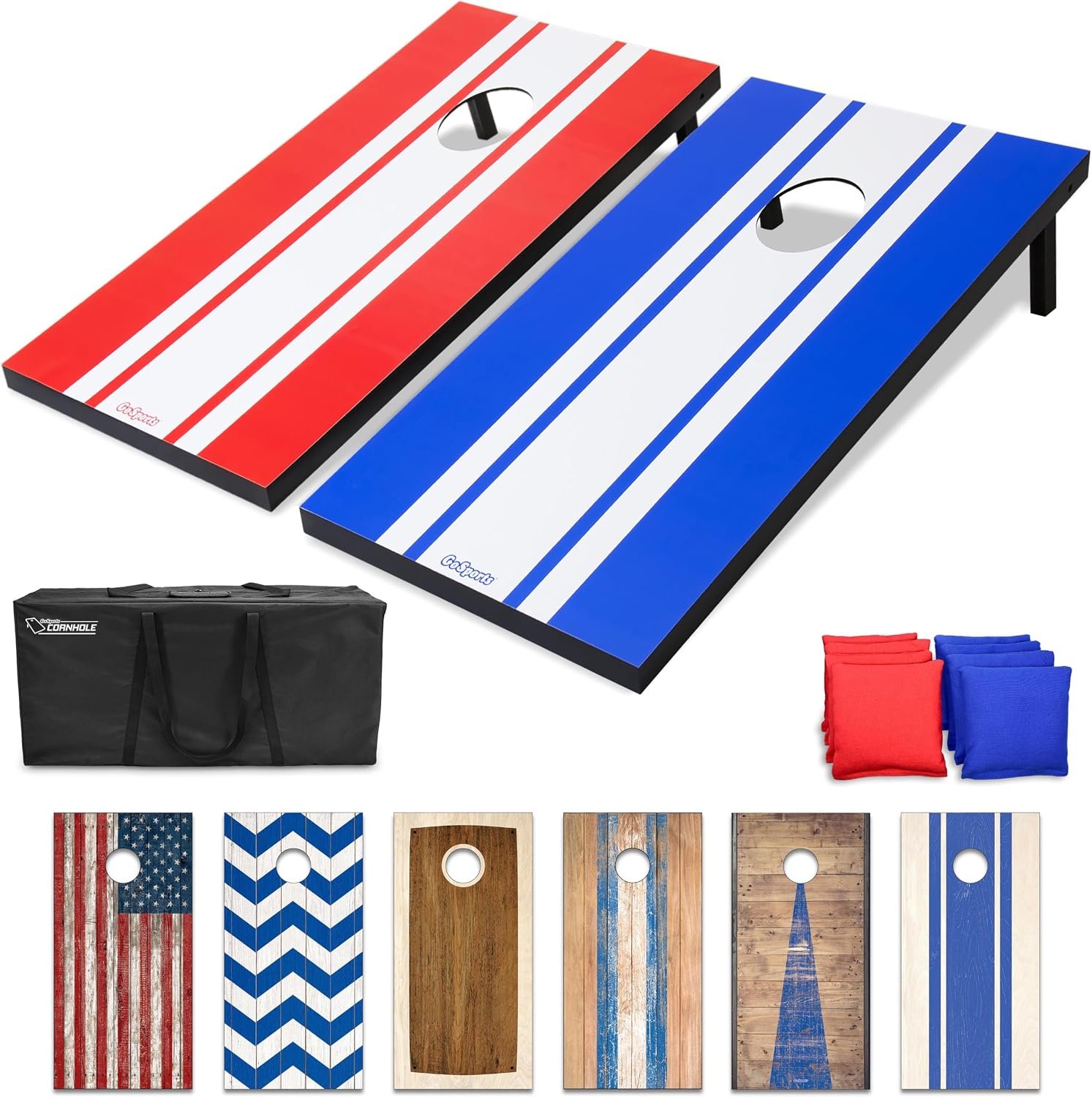 GoSports Portable Cornhole Sets- Includes 2 Boards, 8 Bean Bags, Carry Case