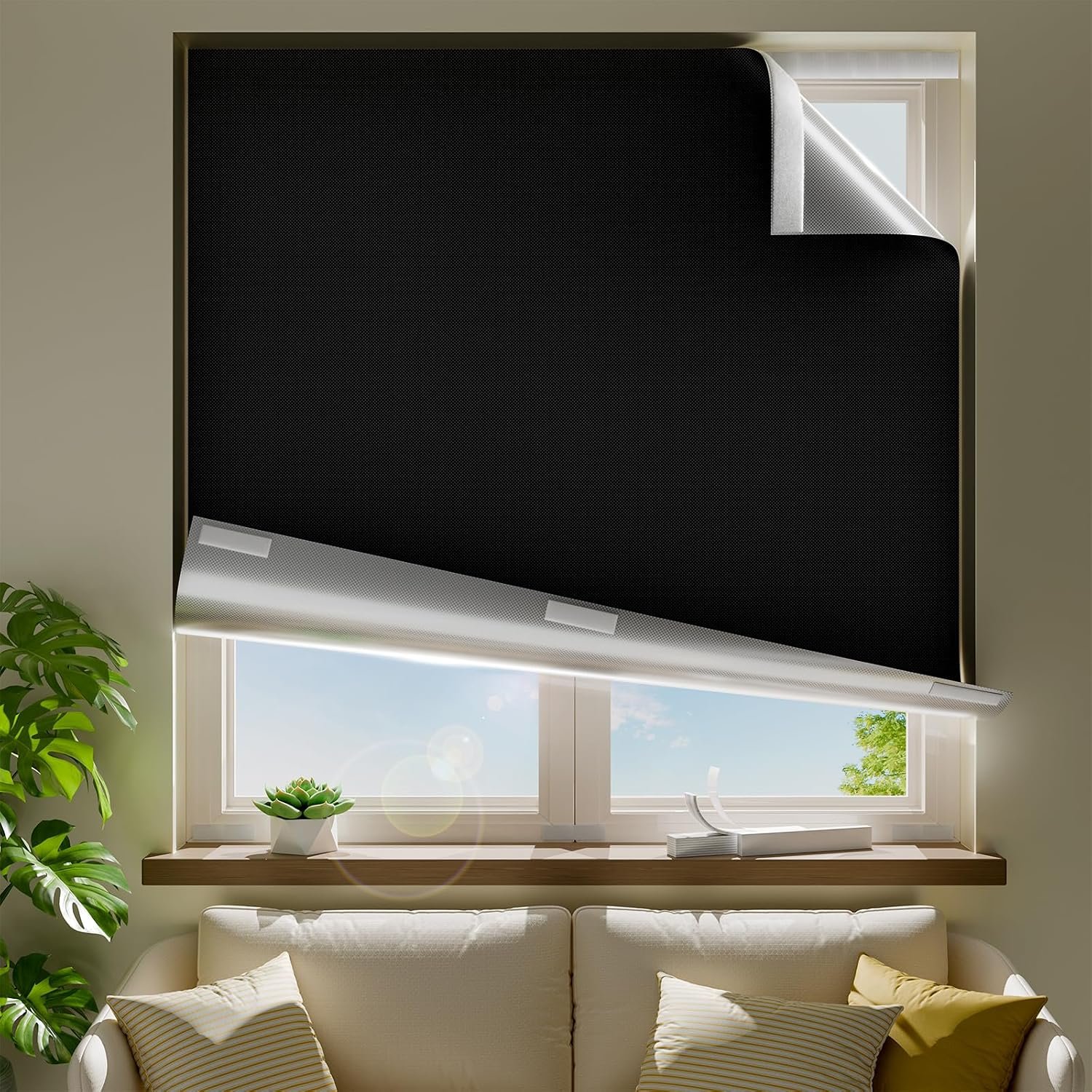 100% Blackout Curtains for Bedroom,Portable Blackout Shades 42″W x 60″L