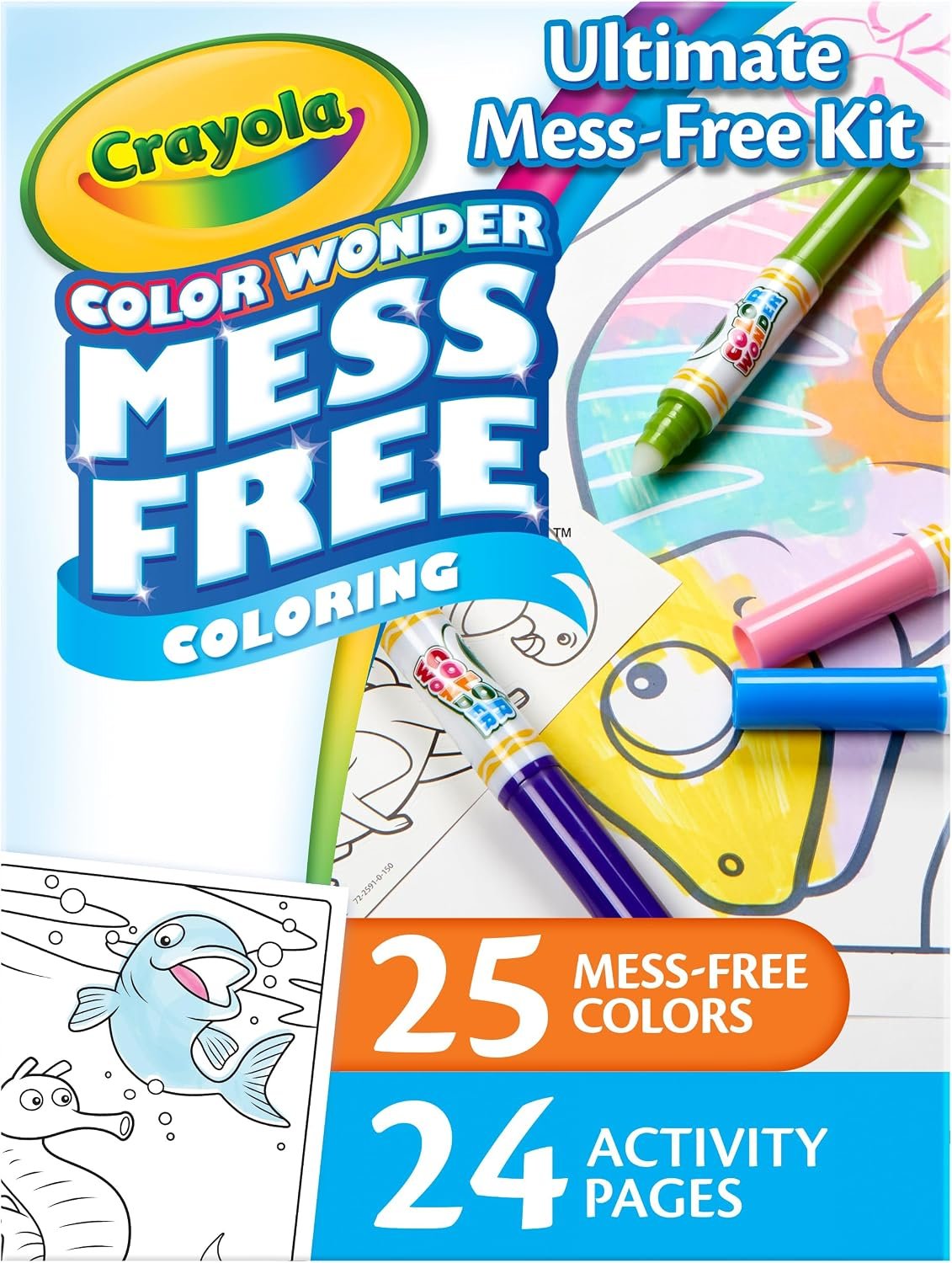 Crayola Color Wonder Mess Free Coloring Kit (50+ Pcs), Toddler Art Set, Mess Free Markers & Coloring Pages, Toddler Travel Activity, Gifts, 3+