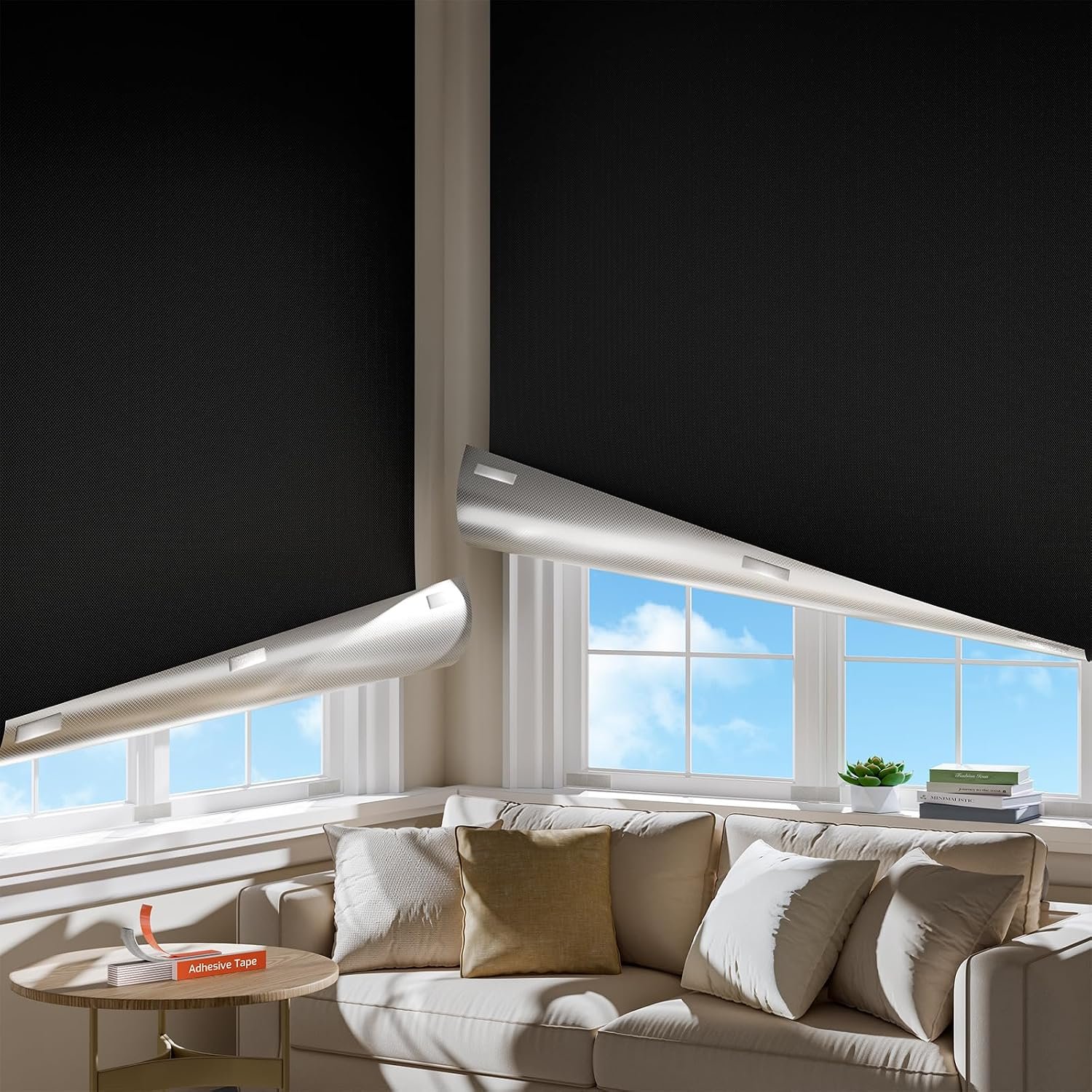 HEMRLY Portable Blackout Curtains for Bedroom 42″ Wide x 60″ Long