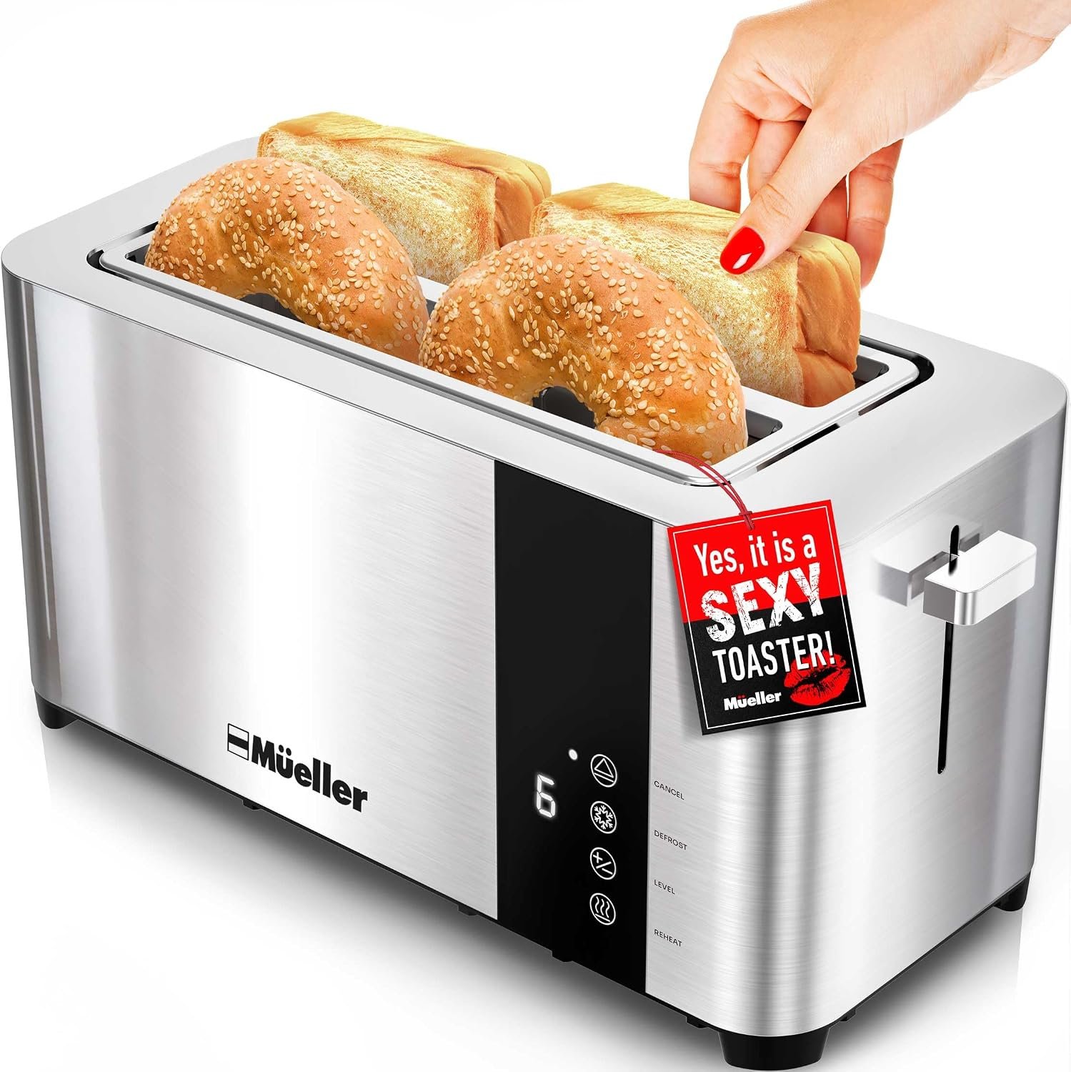 Mueller UltraToast Stainless Steel Toaster 4 Slice – Extra-Wide 1.6″ Slots