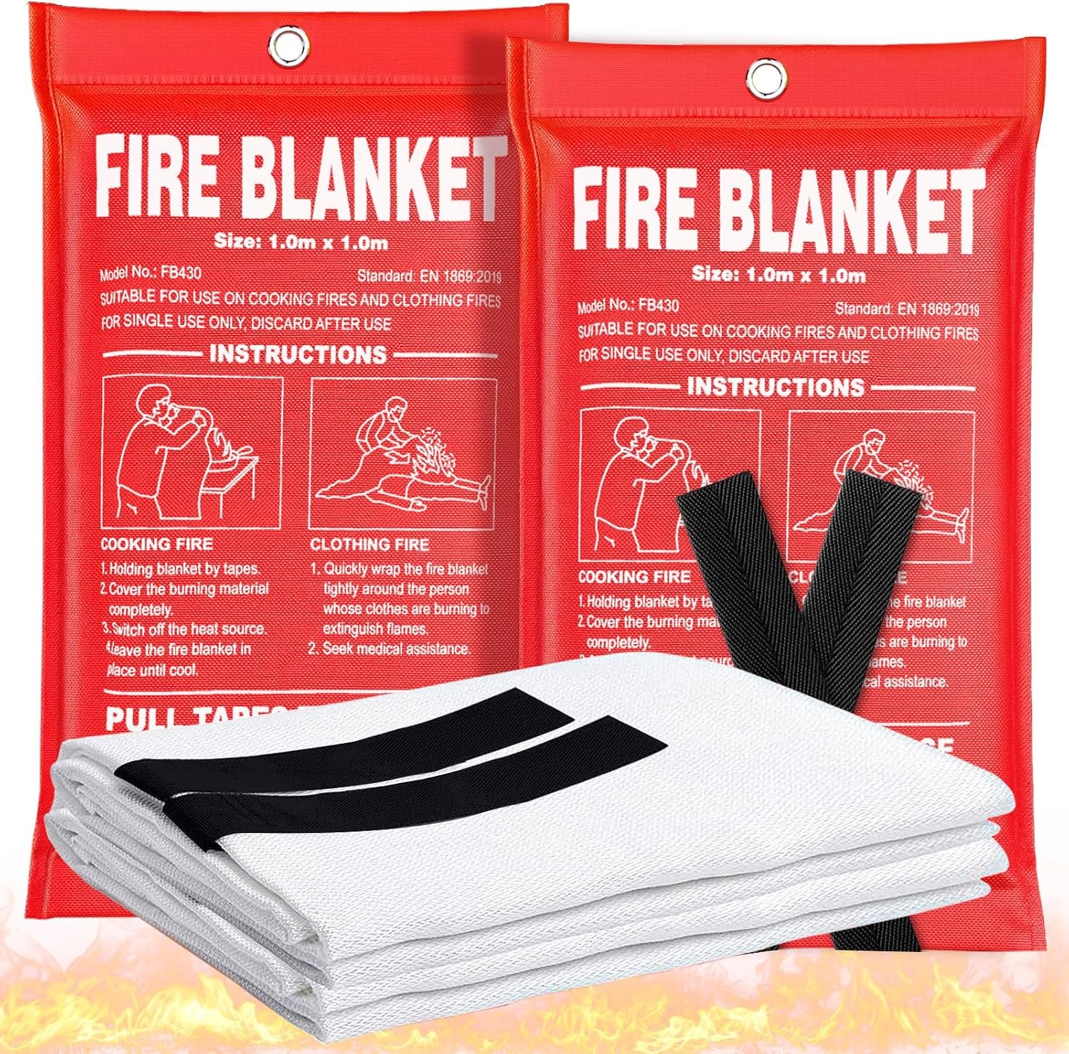 Fire Blanket 2 Pack – 40″ x 40″ Prepared Emergency Fire Blanket