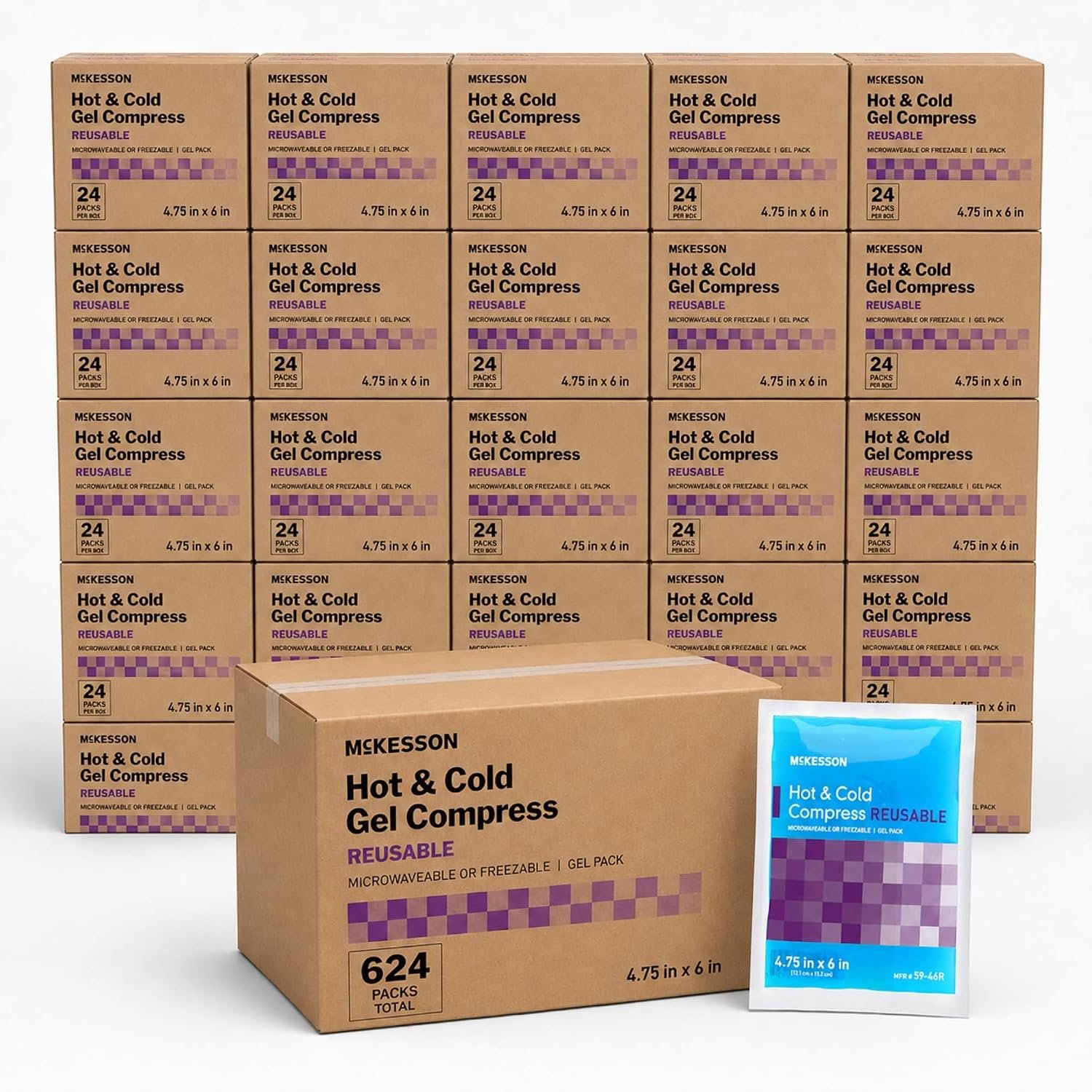 McKesson Cold and Hot Compress Reusable Gel Ice Hot Packs, 4.75 x 6 in