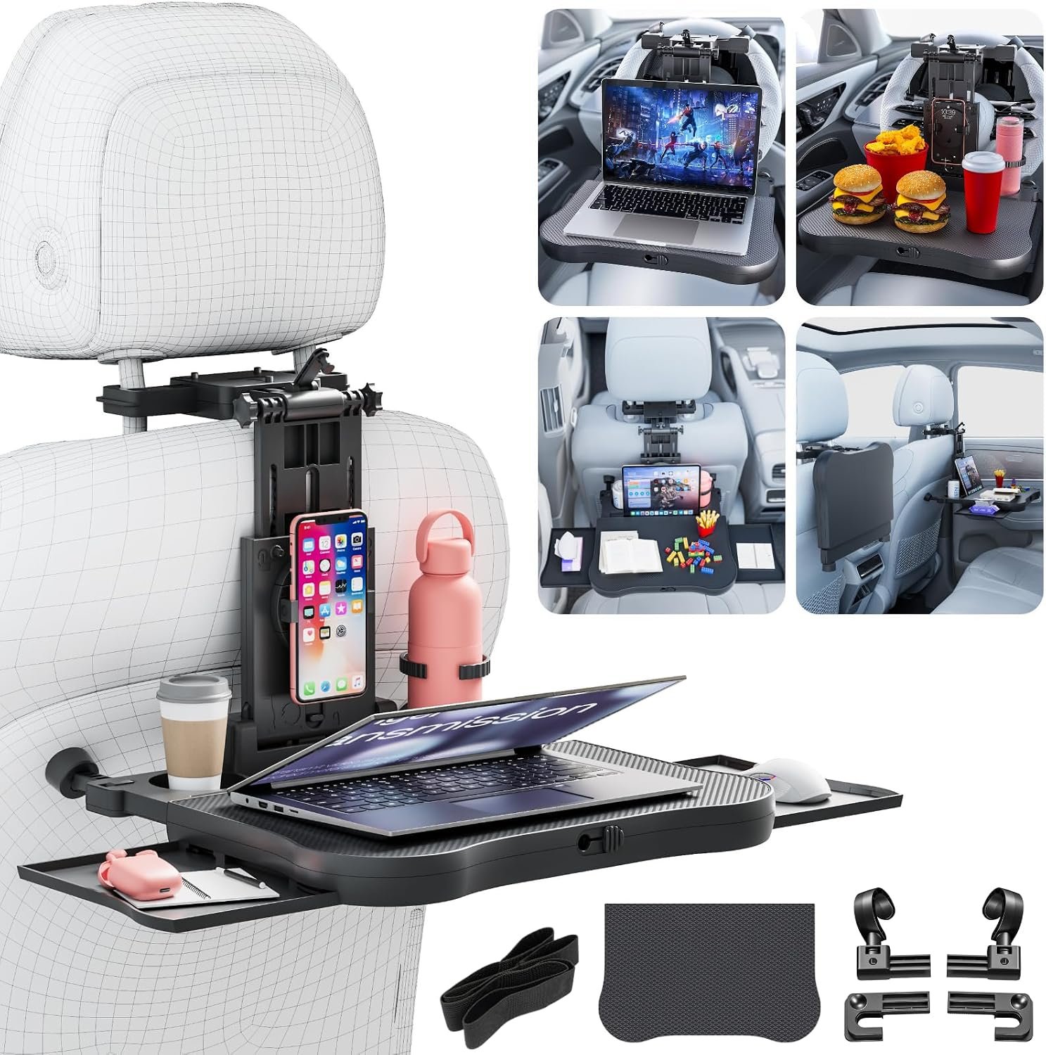 Car Back Seat Tray Table for Older Kids & Passengers, Road Trip Travel
