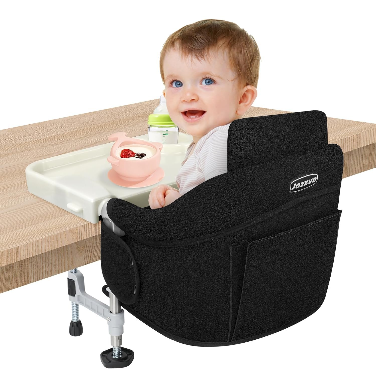 Hook On High Chair with Backrest Board & Removable Dining Tray,Black
