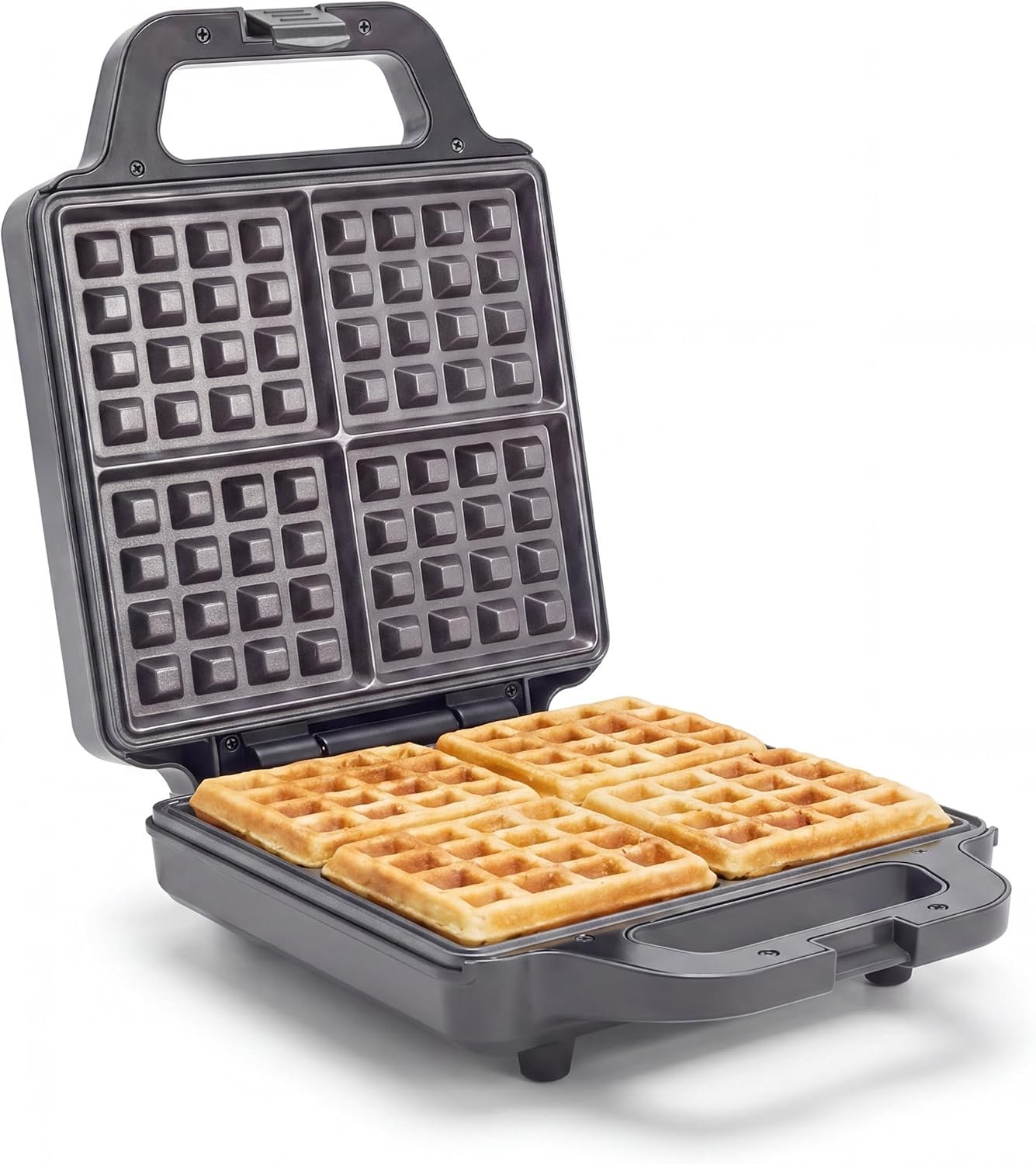 GreenPan Advanced Waffle Maker, 4-Square Belgian & Classic Waffle Maker, PFAS-Free Ceramic Nonstick, Dishwasher Safe Plate, Cool-Touch Handle, Overheat Protection, Easy Clean, Graphite