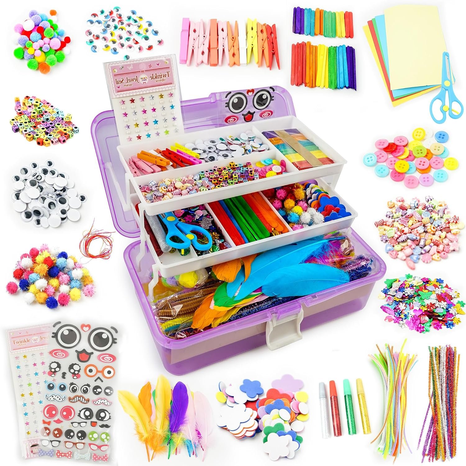 SMILESSKIDDO Kids Arts and Crafts, 1000+ PCS Craft Kits with Storage Box