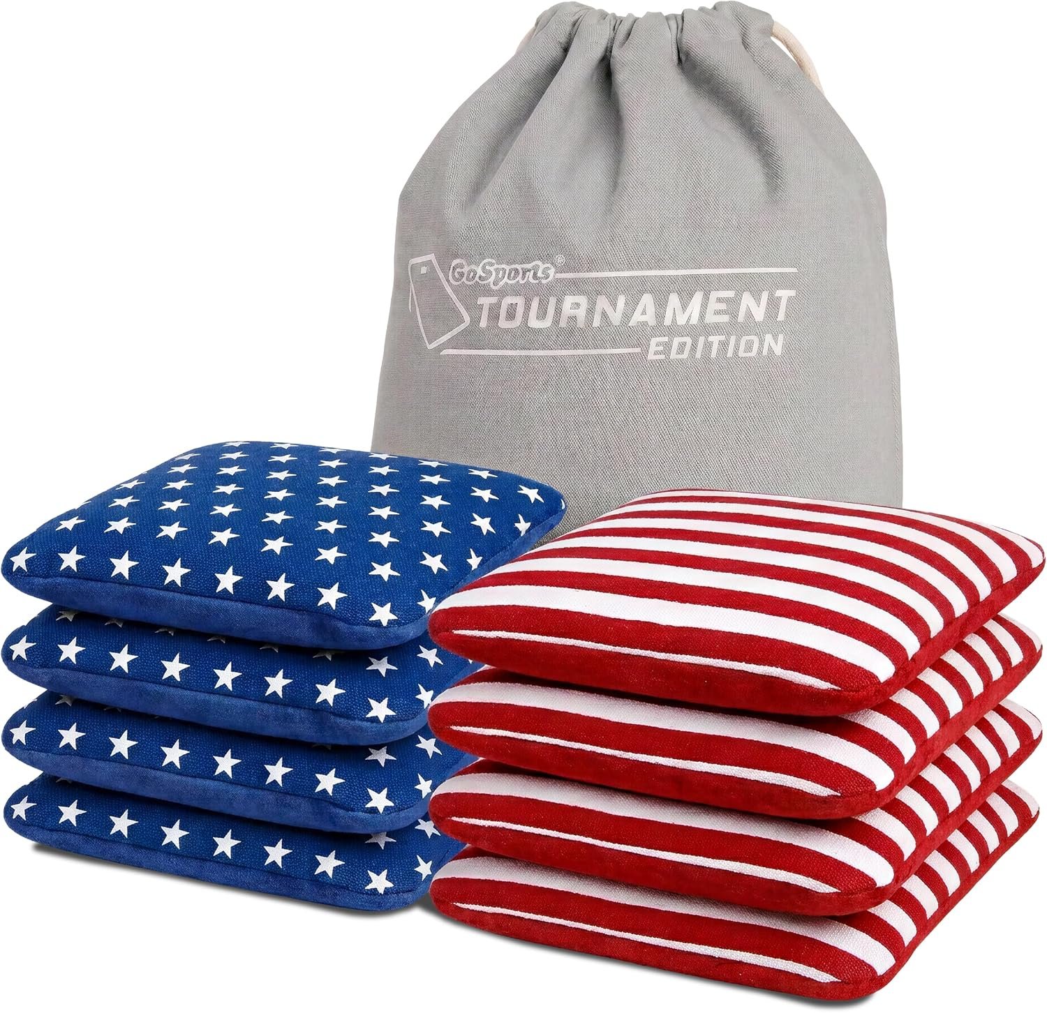 GoSports Dual Sided Cornhole Bean Bags – Slide and Stop Regulation Tournament Bean Bags, Set of 8
