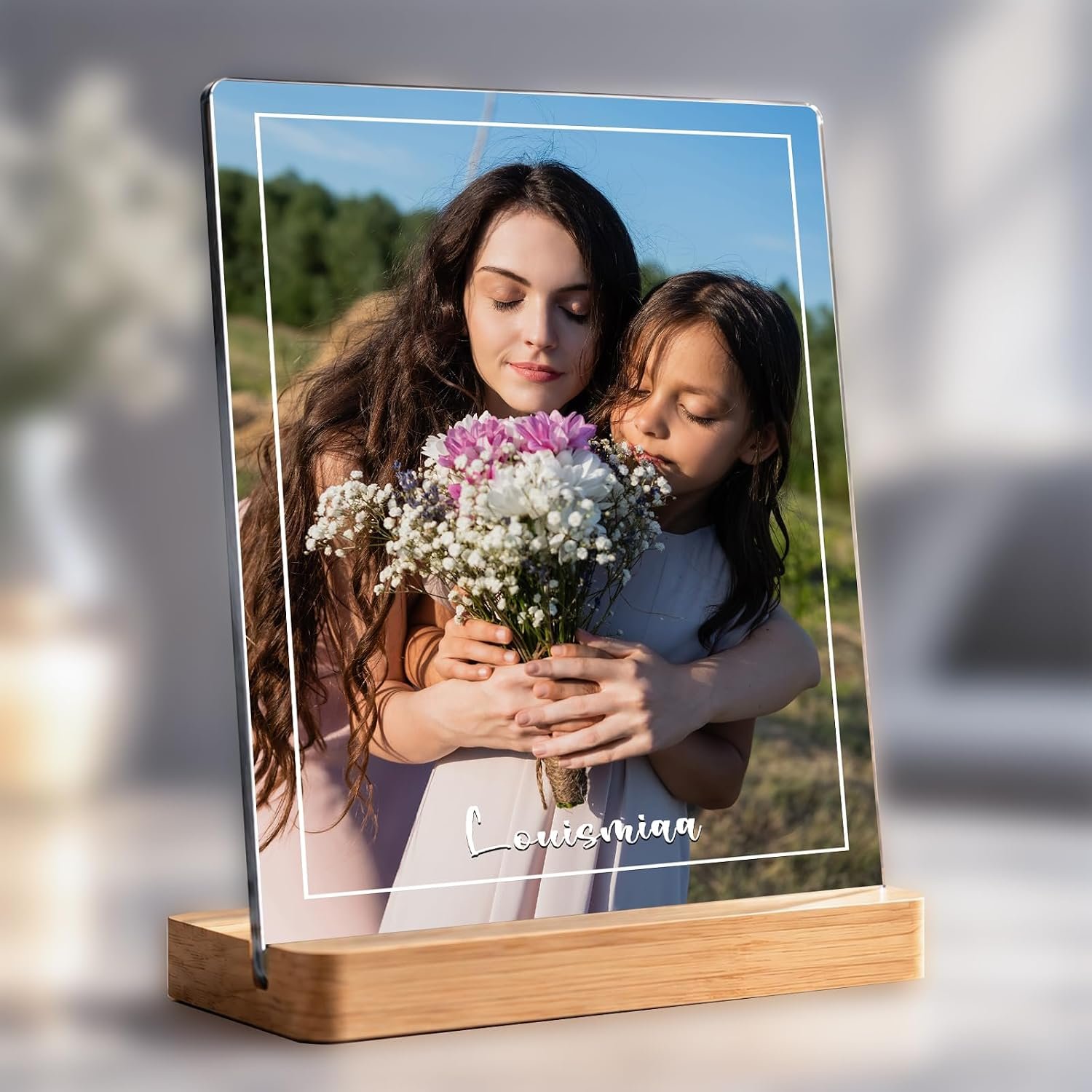 LOUISMIAA Custom Metal Picture Frame Prints,Personalized Photo Frames with Easel,Customized Metal Collage Picture Frame Gift for Family, Lover and Friend,Couple