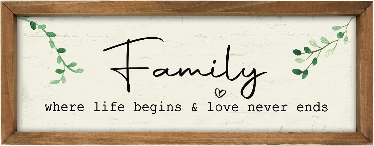16.2×6.4 inches Family Wood Framed Wall Sign