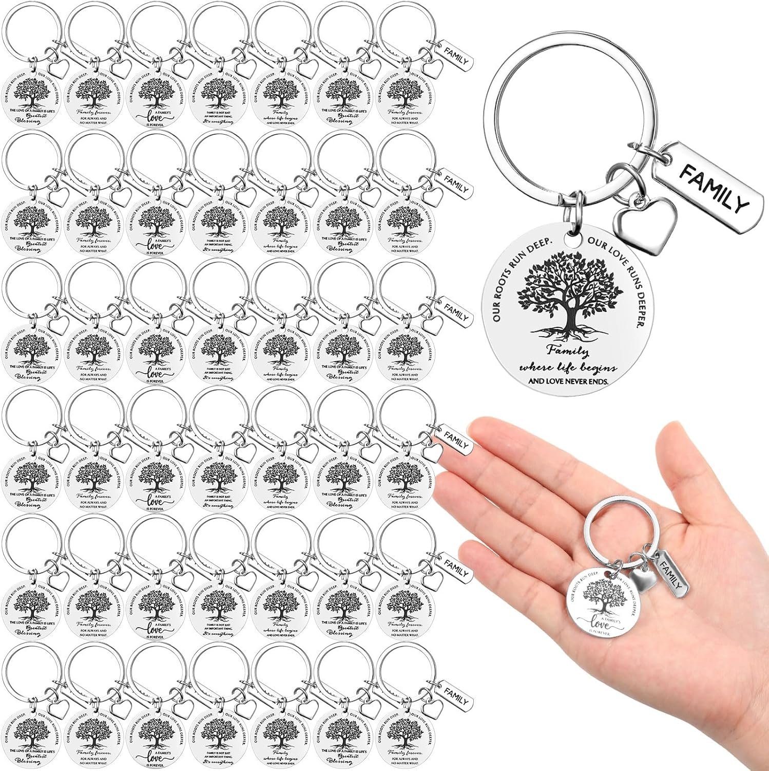 Sureio Family Reunion Keepsake Gift Family Tree Keychain Favor, 30 Pcs