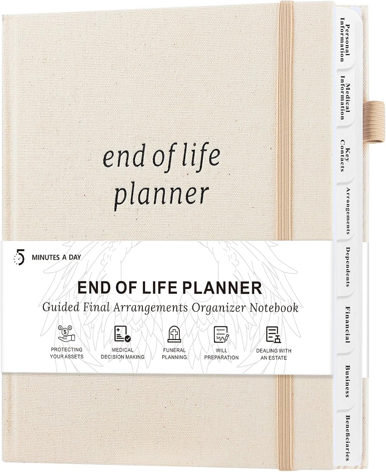 End of Life Planner, Estate Planning Organizer with Tabs, 7.5″X9″, Beige